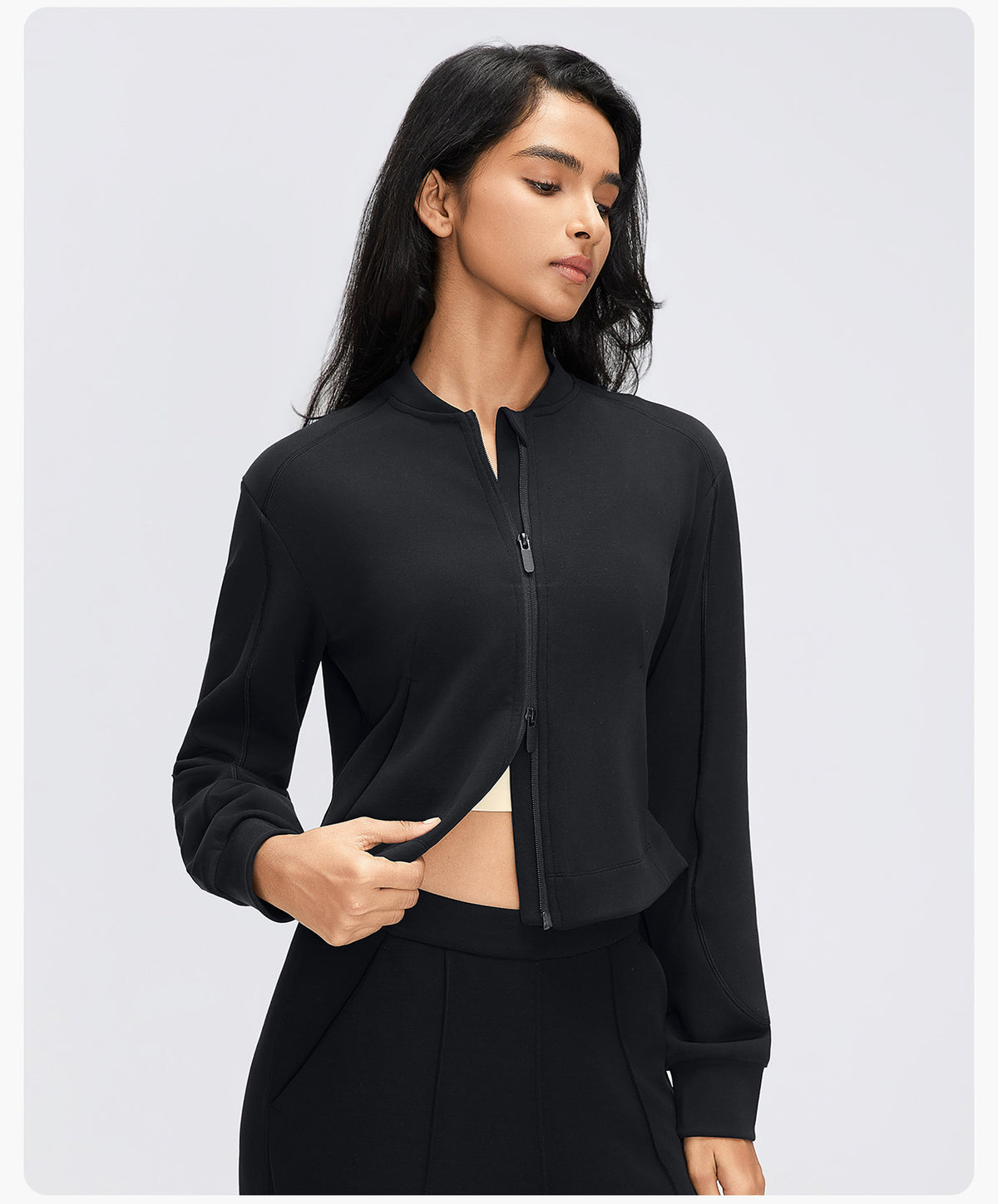 Wholesale Women’s Casual Activewear Jacket D26156 | Cropped Long-Sleeve Training Top | fouregg