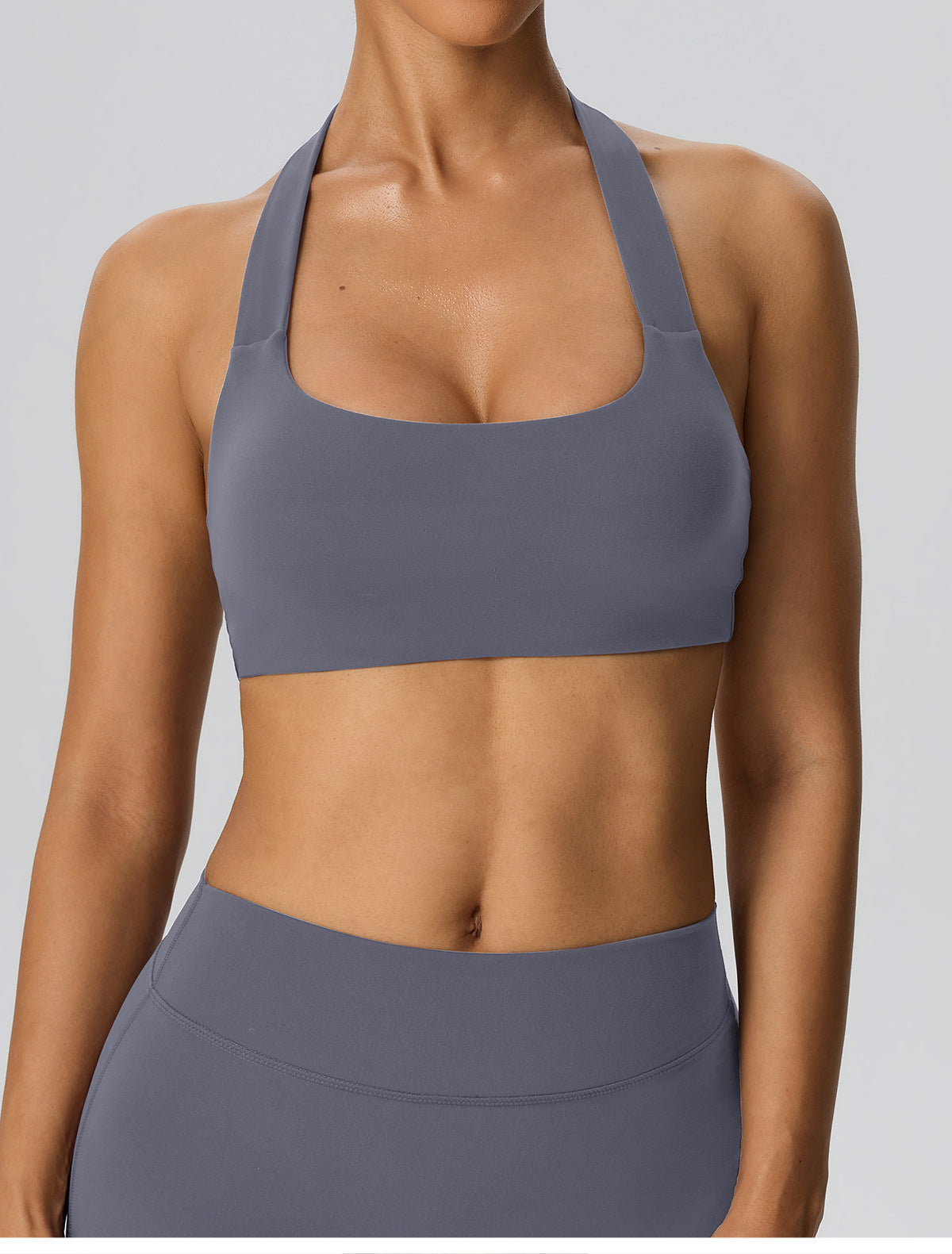 Wholesale Women’s Double-Brushed Sports Bra | Bulk Open-Back Halter Fitness Top 62768 | fouregg