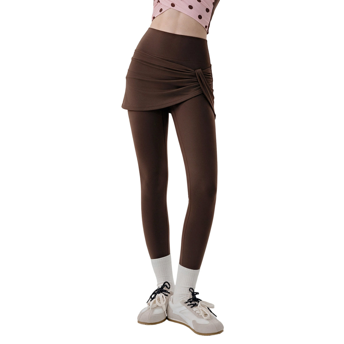 Wholesale Women’s 2-in-1 Yoga Pants | Bulk Butt-Lifting Leggings with Hip-Covering Overlay | fouregg