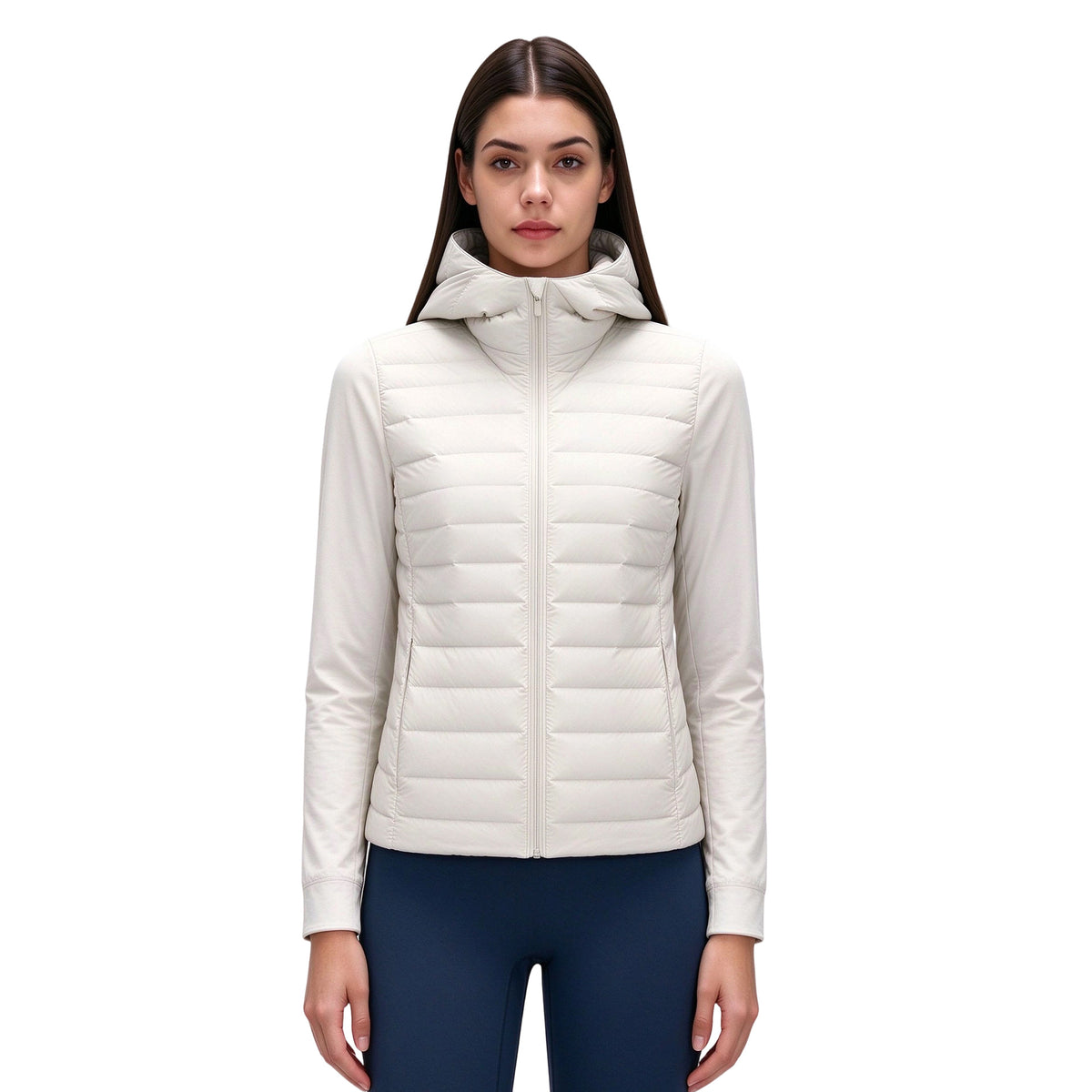 Wholesale Women’s Lightweight Down Jacket D26111 | Slim-Fit Hooded Outdoor Sports Outerwear | fouregg