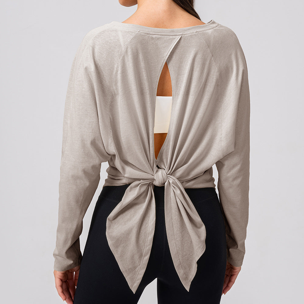 Wholesale Women’s Long-Sleeve Workout Shirt | Bulk Soft-Touch Running & Yoga Top | fouregg - Light Khaki