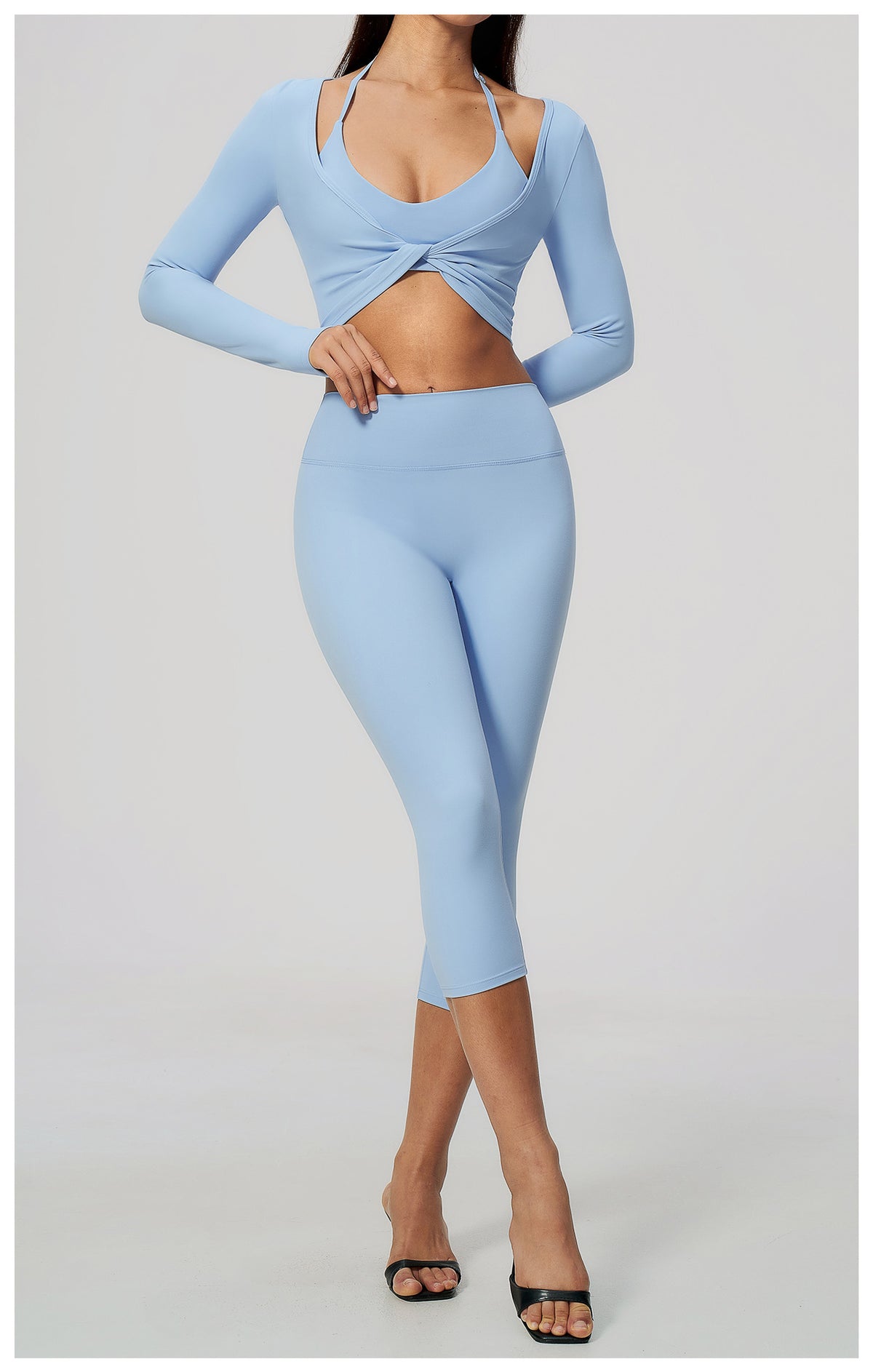 Wholesale Brushed Activewear Set 5529 | Tummy-Control, Butt-Lifting Yoga & Running Outfit | fouregg