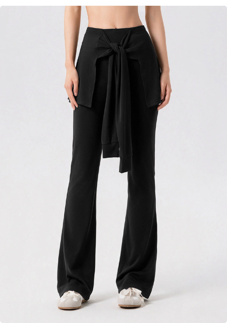 Wholesale Women’s Pilates Flare Leggings | Slimming Draped Wide-Leg Workout Pants | fouregg