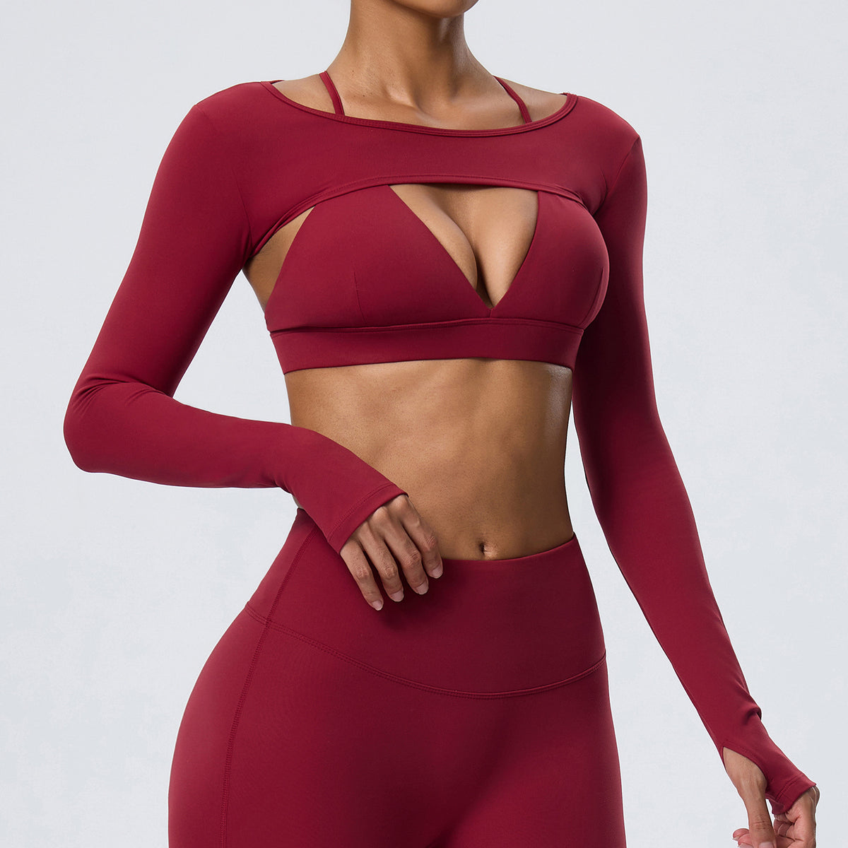 Wholesale Women’s Long-Sleeve Yoga Cover-Up | Bulk Stretch Activewear 62538 | fouregg