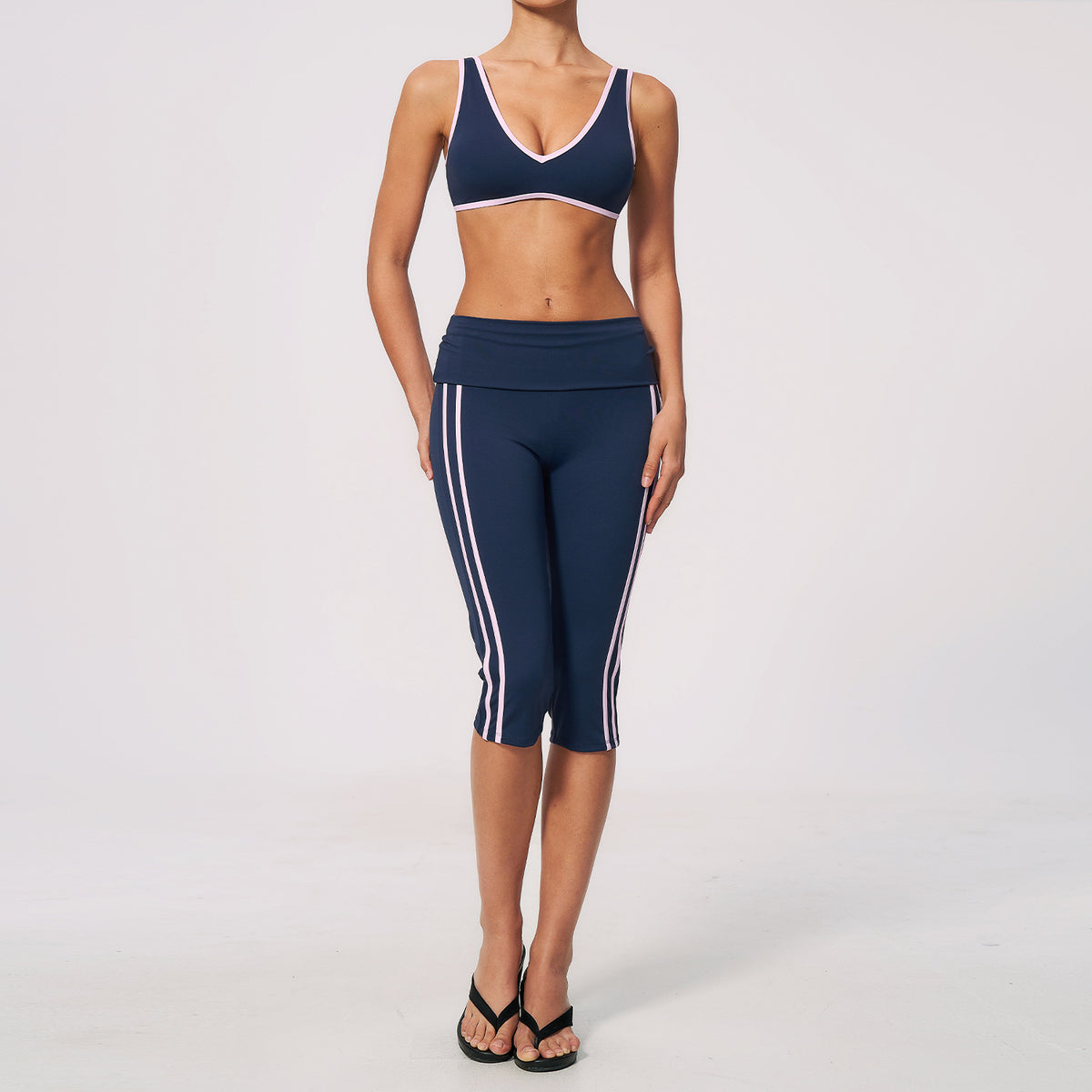 Custom Private Label 3588 New High Elasticity Fold-Over Waistband Yoga Set | Naked-Feel | Wholesale | fouregg