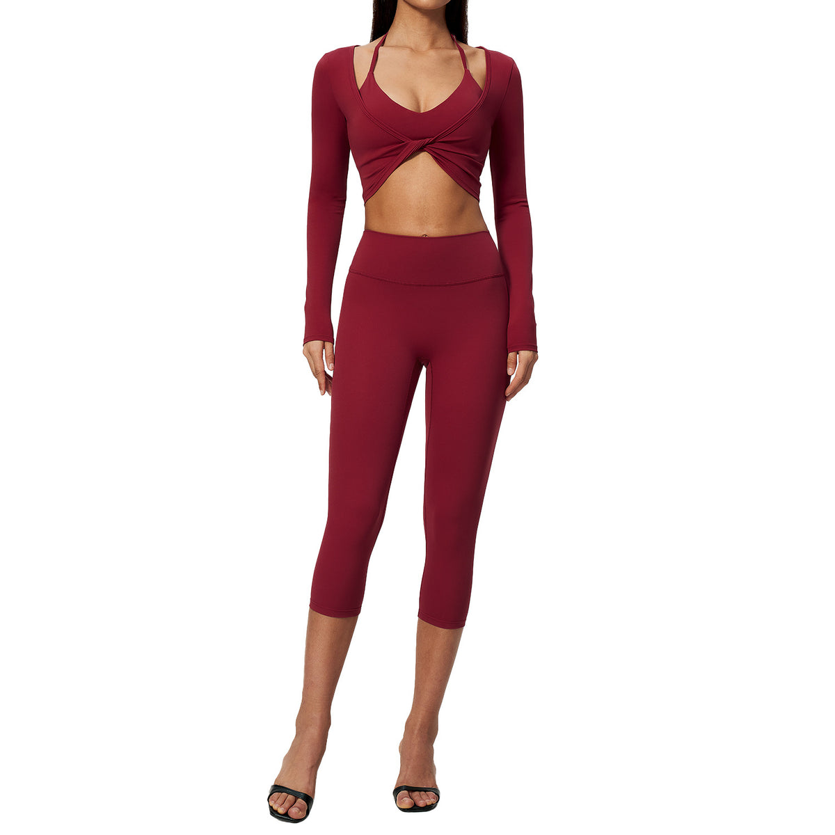 Wholesale Brushed Activewear Set 5529 | Tummy-Control, Butt-Lifting Yoga & Running Outfit | fouregg