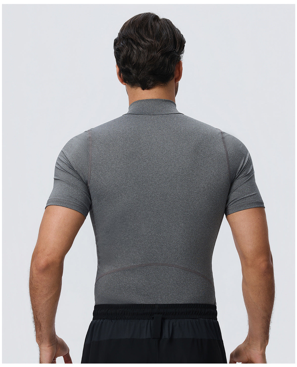 Wholesale Men’s Sculpting Workout Shirt 61207 | Slim-Fit Short Sleeve Running & Training Top | fouregg