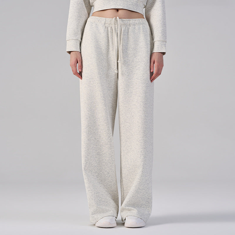 Wholesale Women’s Wide-Leg Pants | Bulk Drapey High-Waist Casual Trousers | fouregg - White Flower Gray