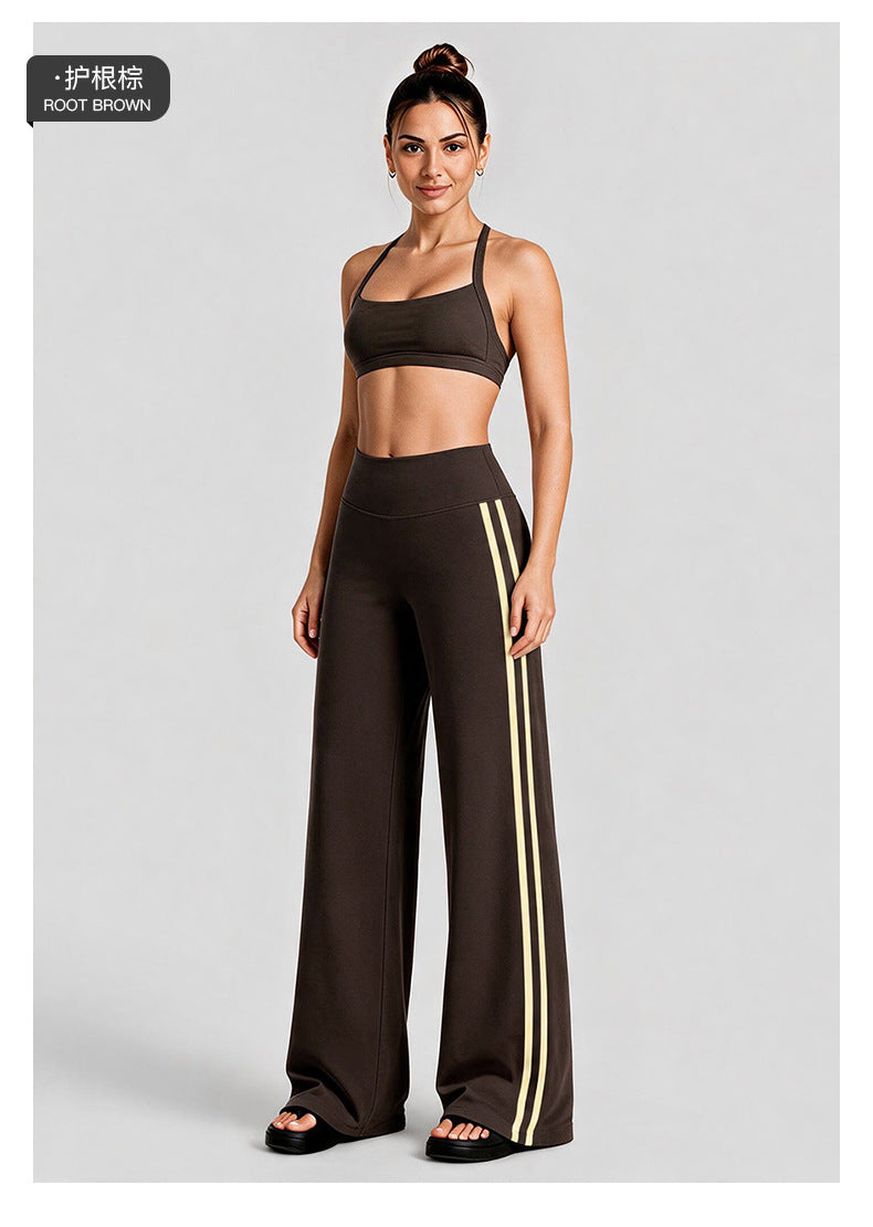 Wholesale Women’s Quick-Dry Yoga Set | Backless Halter Sports Top & Relaxed Straight-Leg Trousers | fouregg