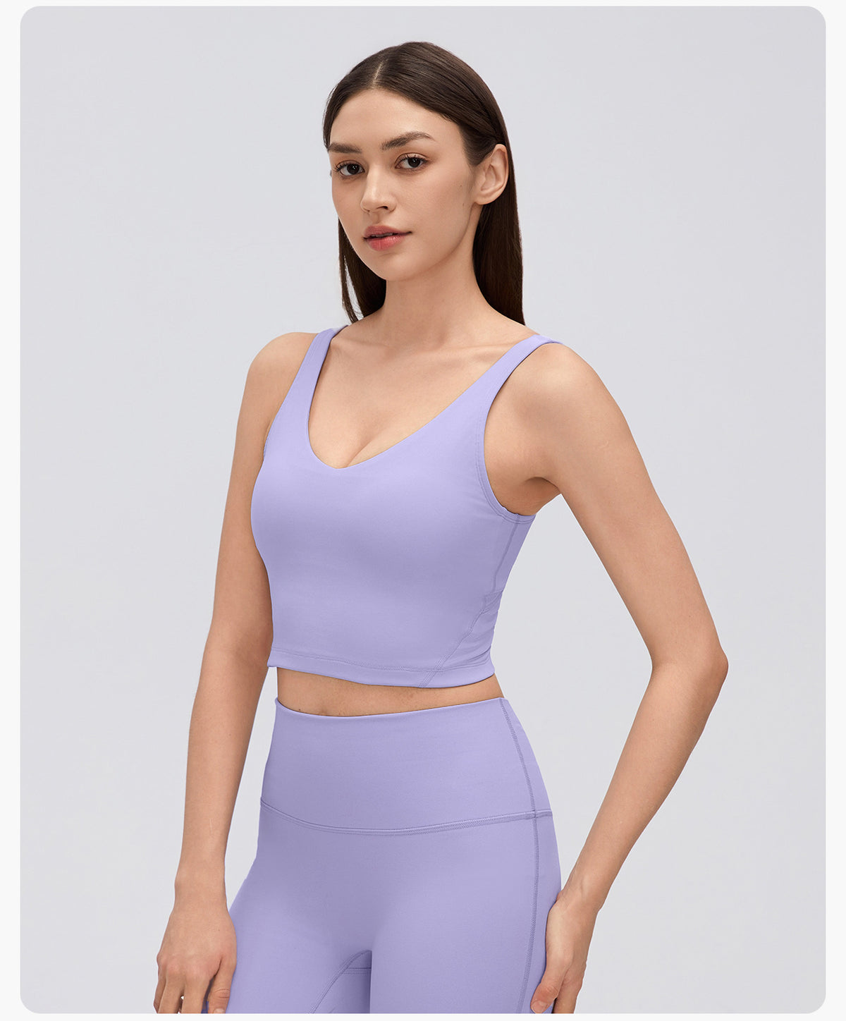 Wholesale Women’s Thermal Yoga Tank D26153 | Brushed V-Neck Sports Bra with Built-In Support | fouregg