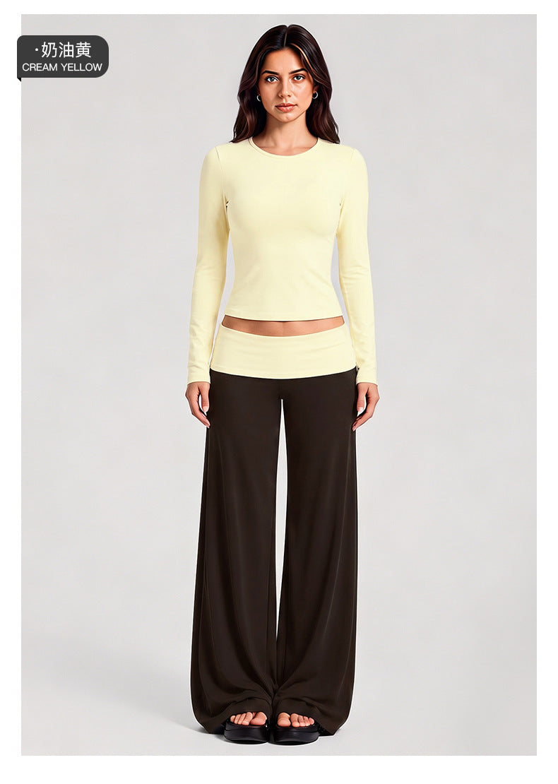 Wholesale Women’s Activewear Set | Fitted Long Sleeve Workout Tee & Casual Fitness Pants | fouregg
