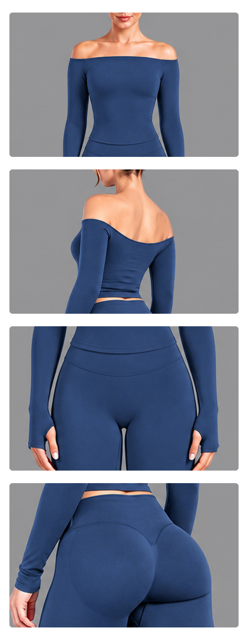 Wholesale Women’s Seamless Activewear Set | Slim-Fit Off-Shoulder Top & Peach-Lift Yoga Pants | fouregg