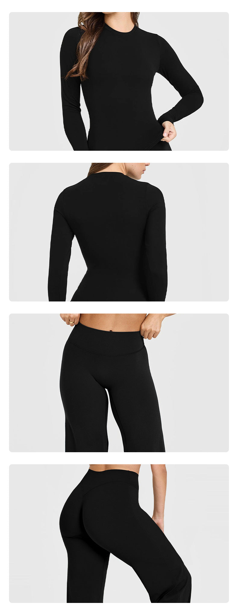 Wholesale Women’s Activewear Set | Slim-Fit Long Sleeve Tee & High-Waisted Loose Workout Pants | fouregg