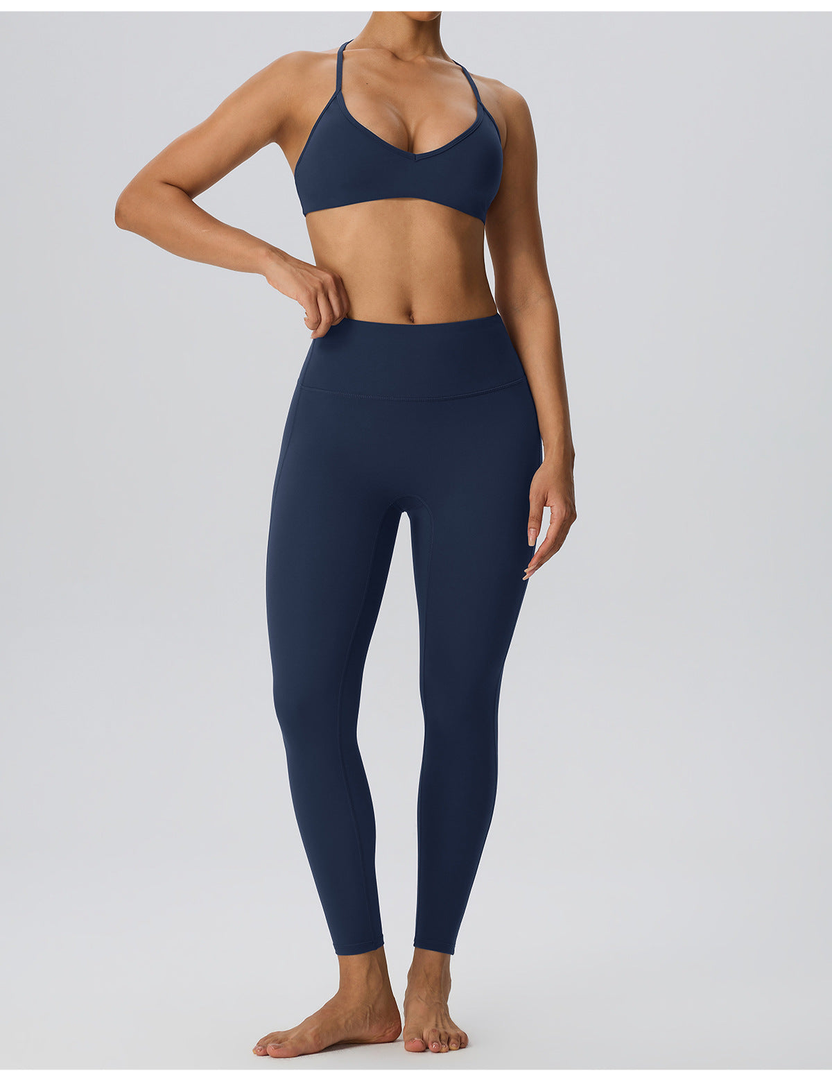 Wholesale Women’s Double-Brushed Yoga Set | Bulk Sculpting Sports Bra & High-Waist Leggings | fouregg
