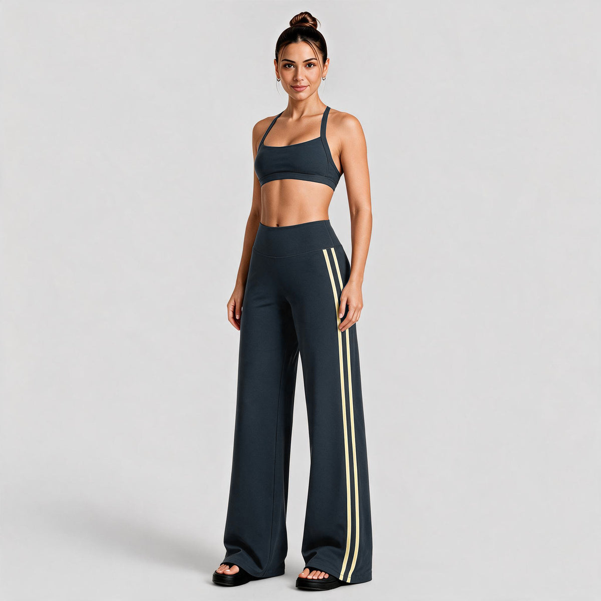 Wholesale Women’s Quick-Dry Yoga Set | Backless Halter Sports Top & Relaxed Straight-Leg Trousers | fouregg - Underwear + pants, blueberry