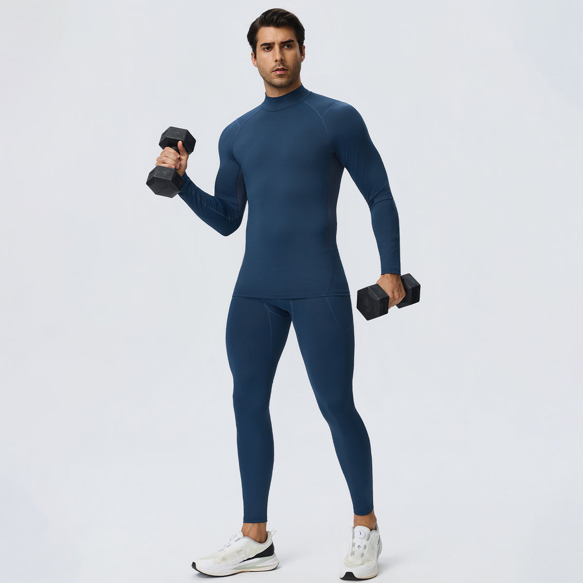 Wholesale Men’s Sculpting Workout Top 61532 | High-Stretch Long Sleeve Fitness Shirt | fouregg