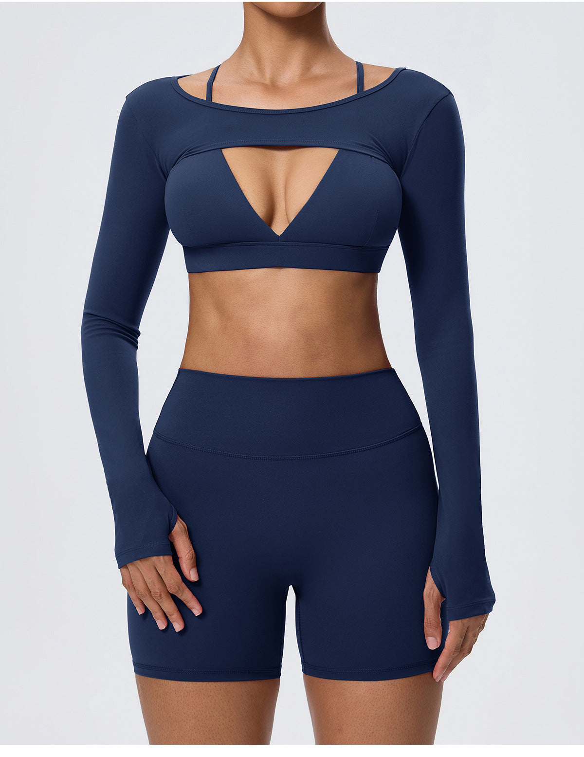 Wholesale Women’s Double-Brushed Yoga Set | Bulk Sports Bra, Sculpting Shorts & Cover-Up | fouregg