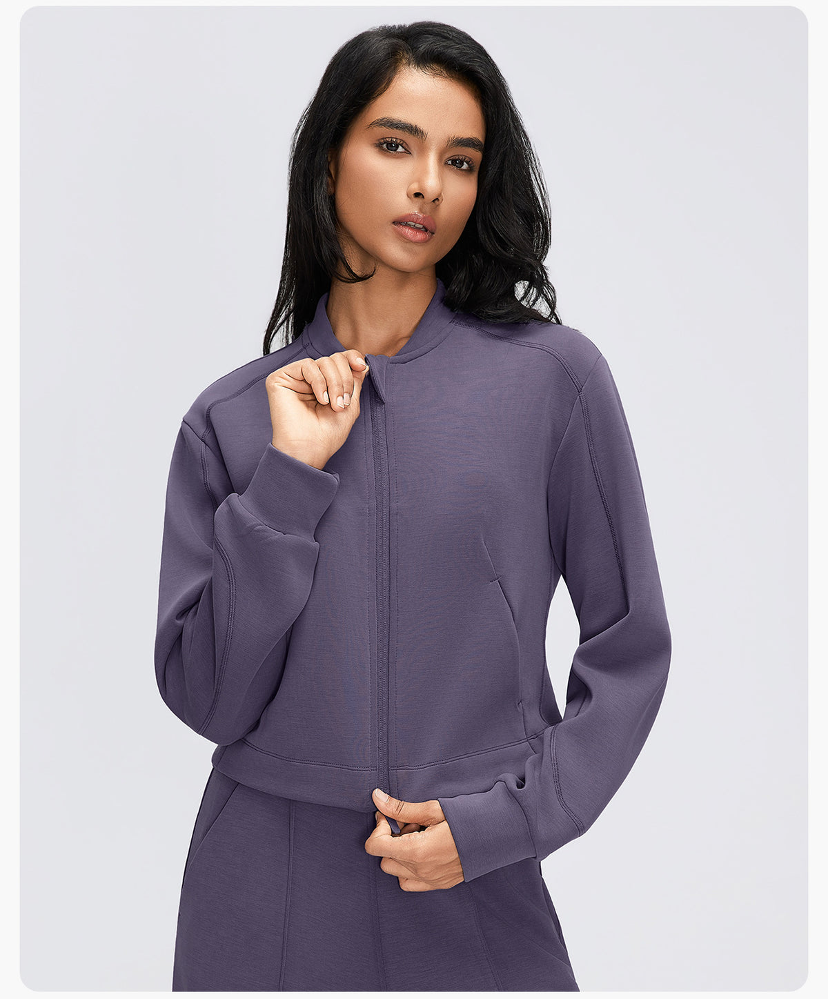 Wholesale Women’s Casual Activewear Jacket D26156 | Cropped Long-Sleeve Training Top | fouregg