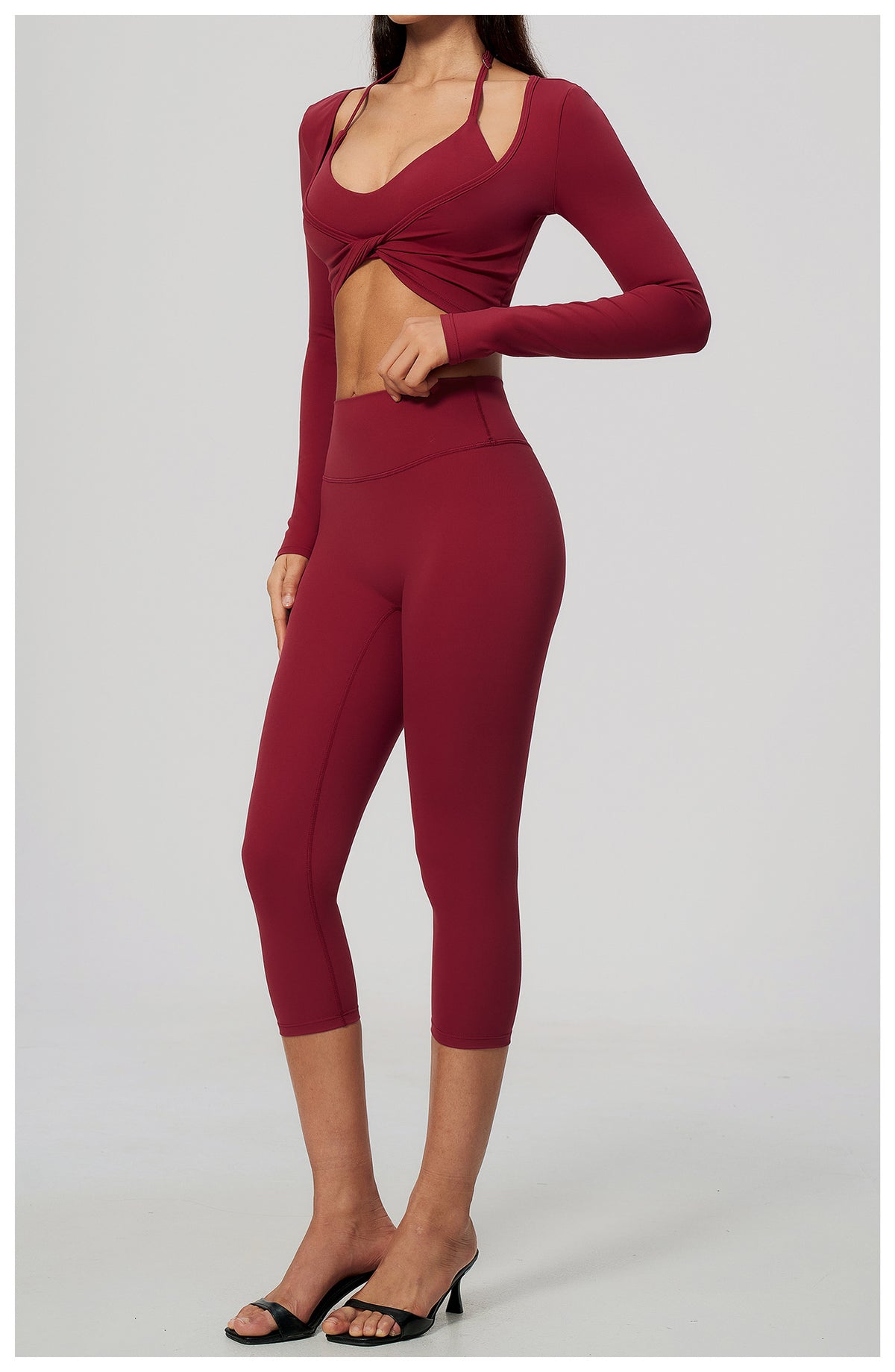 Wholesale Brushed Activewear Set 5529 | Tummy-Control, Butt-Lifting Yoga & Running Outfit | fouregg