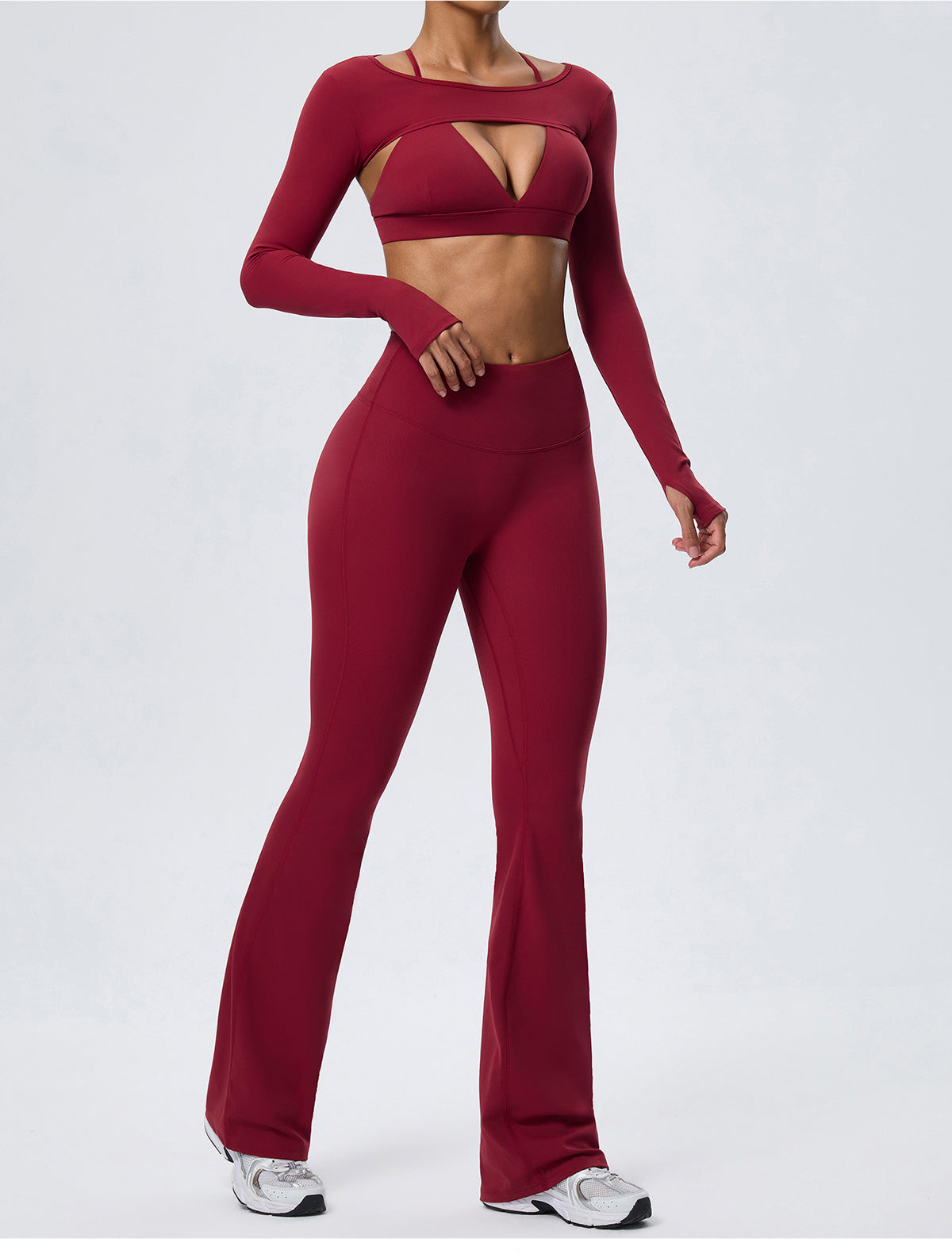 Wholesale Women’s Long-Sleeve Yoga Cover-Up | Bulk Stretch Activewear 62538 | fouregg