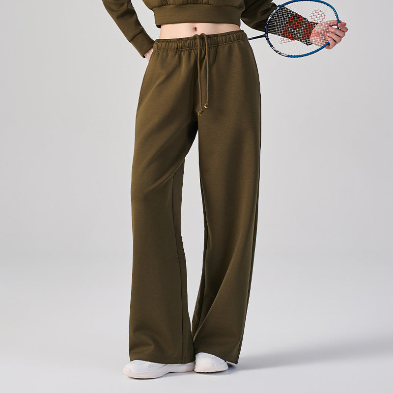 Wholesale Women’s Wide-Leg Pants | Bulk Drapey High-Waist Casual Trousers | fouregg - Olive Green
