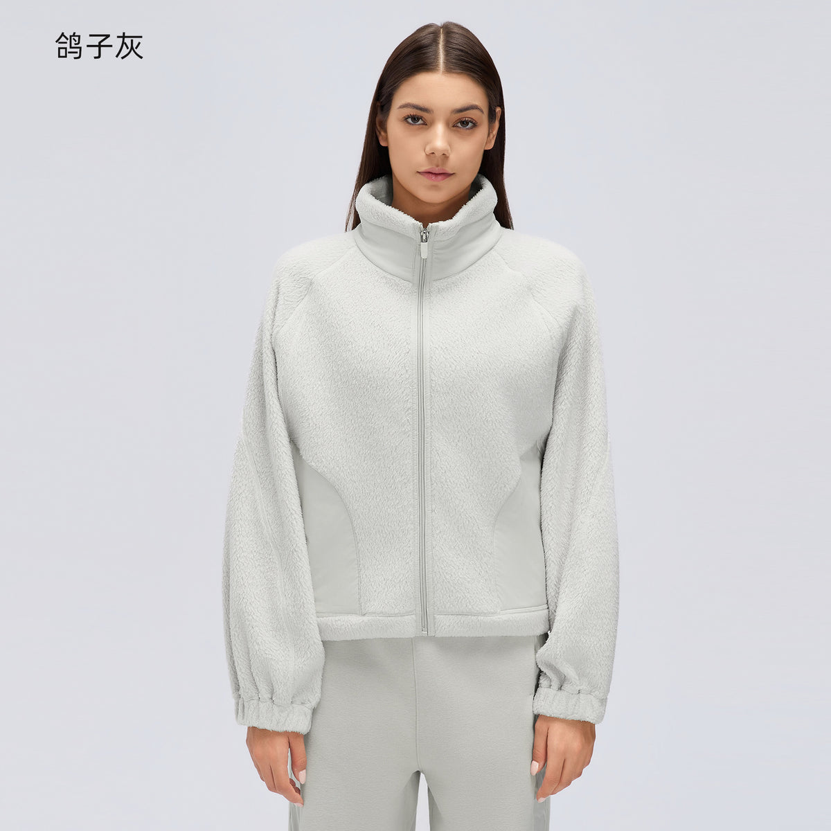 Wholesale Women’s Winter Activewear Jacket D26121 | Wind-Resistant Cropped Training Top | fouregg - Dove Gray