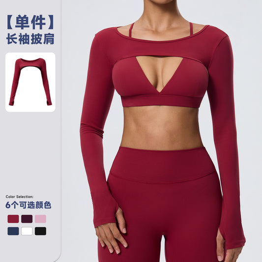 Wholesale Women’s Long-Sleeve Yoga Cover-Up | Bulk Stretch Activewear 62538 | fouregg