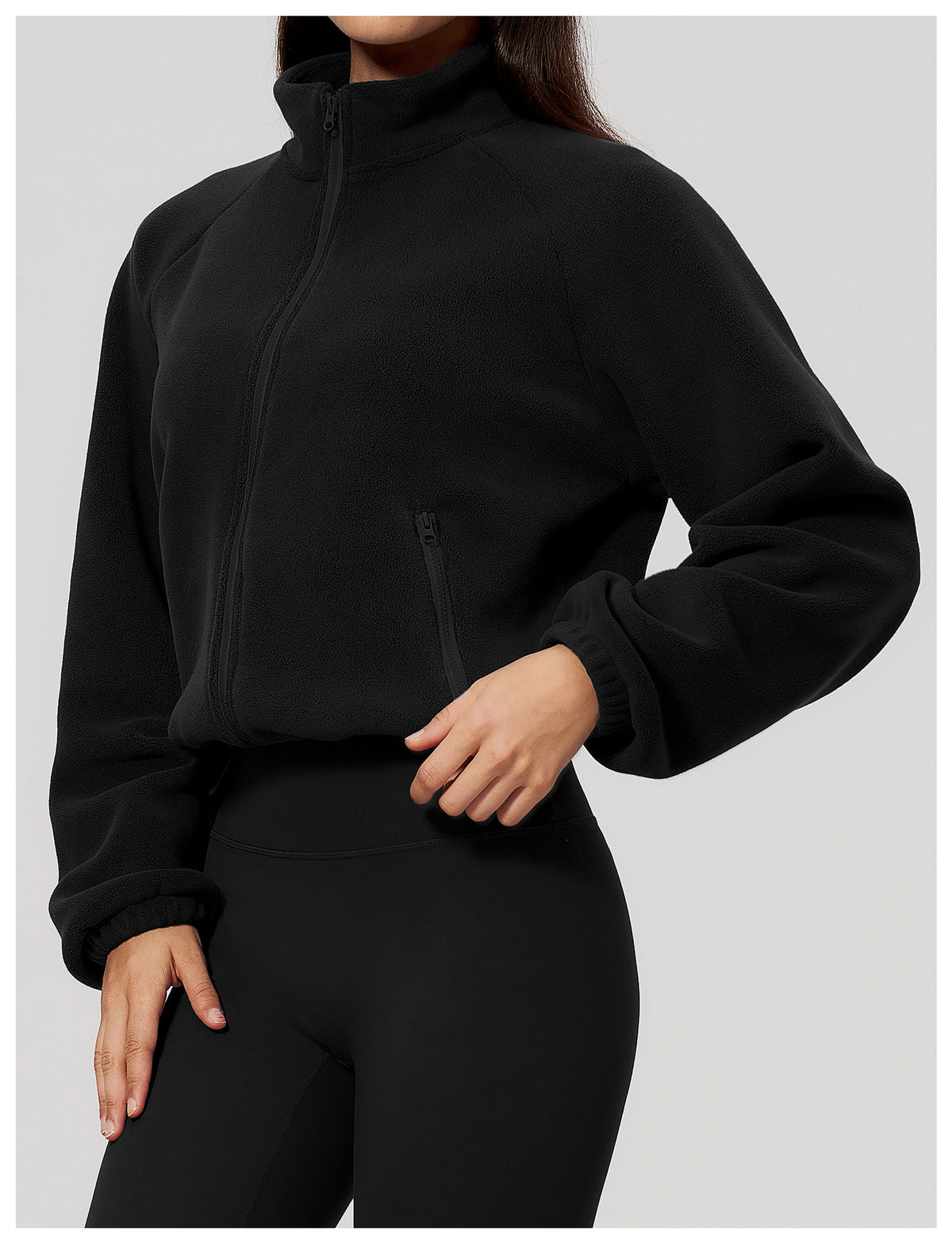 Wholesale Women’s Casual Activewear Jacket 5585 | Relaxed-Fit Warm Cropped Zip-Up | fouregg