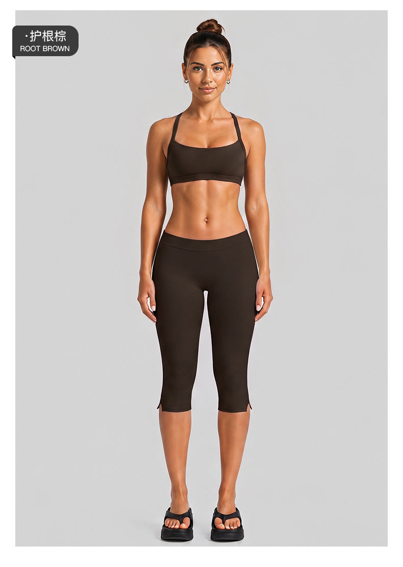 Wholesale Women’s Activewear Set | Quick-Dry Halter Bra & Low-Waist Cycling Shorts | fouregg