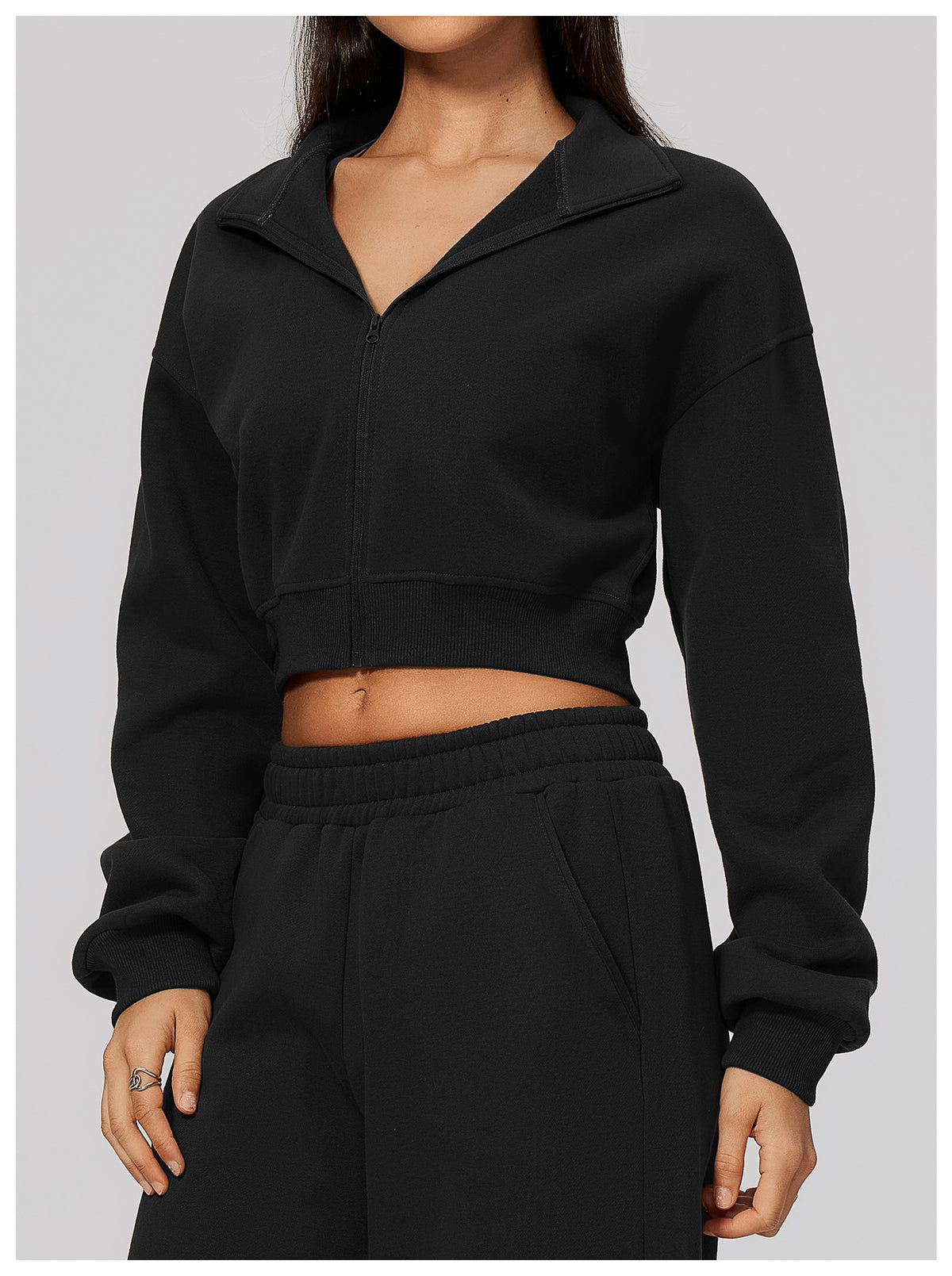 Wholesale Women’s Cropped Sports Jacket | Bulk Warm Windproof Fleece 3615 | fouregg