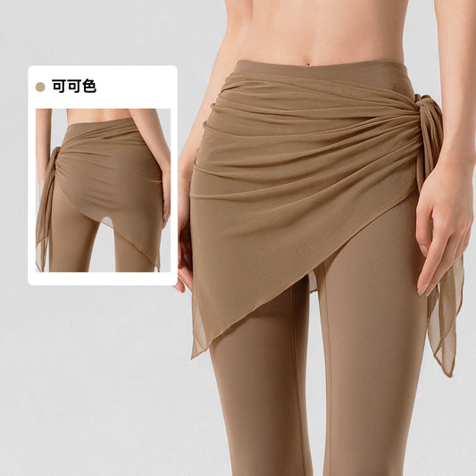 Wholesale Women’s Mesh Skirt Cover-Up | Bulk Sheer Layering & Anti-Exposure Activewear | fouregg - Cocoa / One Size
