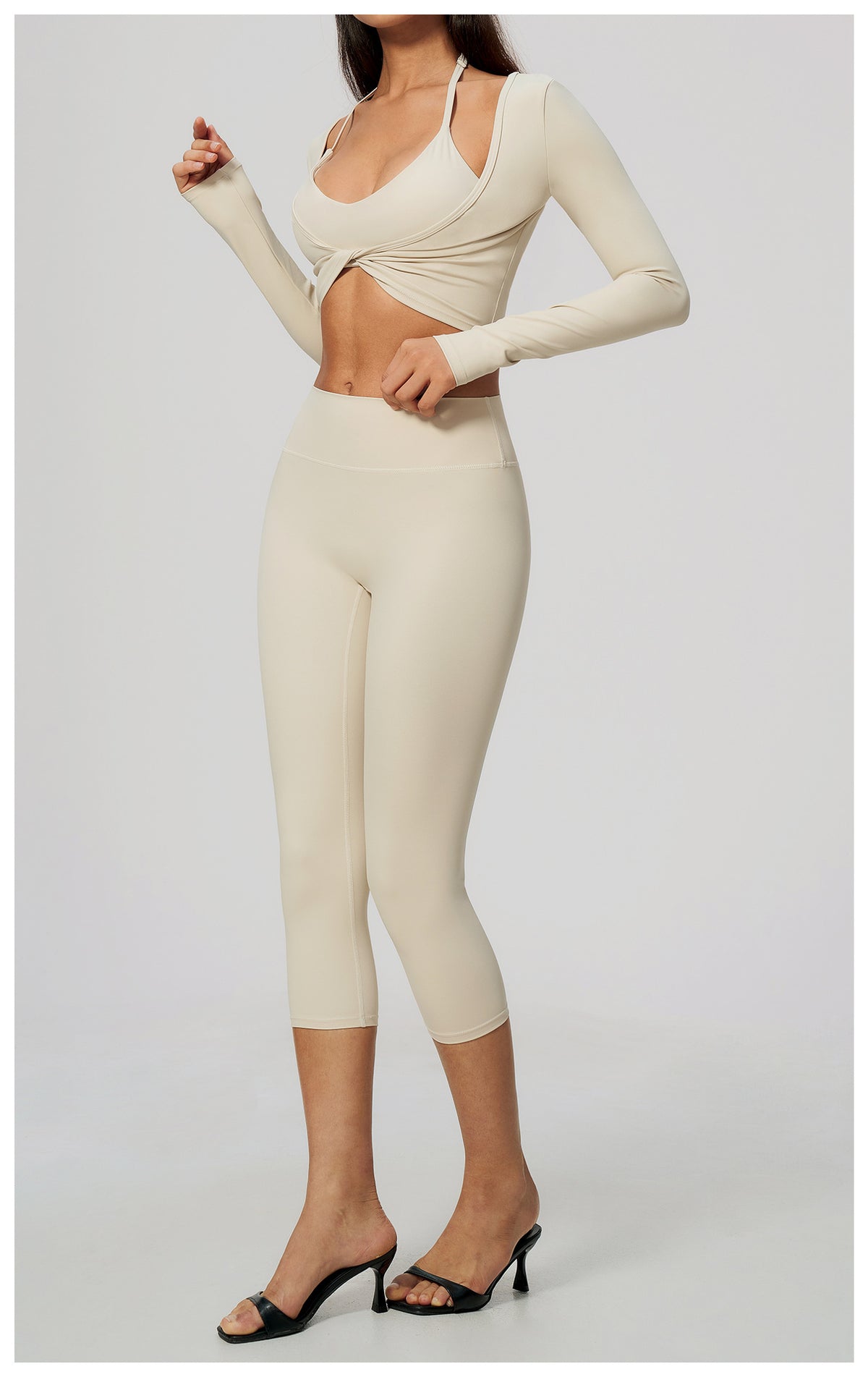 Wholesale Brushed Activewear Set 5529 | Tummy-Control, Butt-Lifting Yoga & Running Outfit | fouregg
