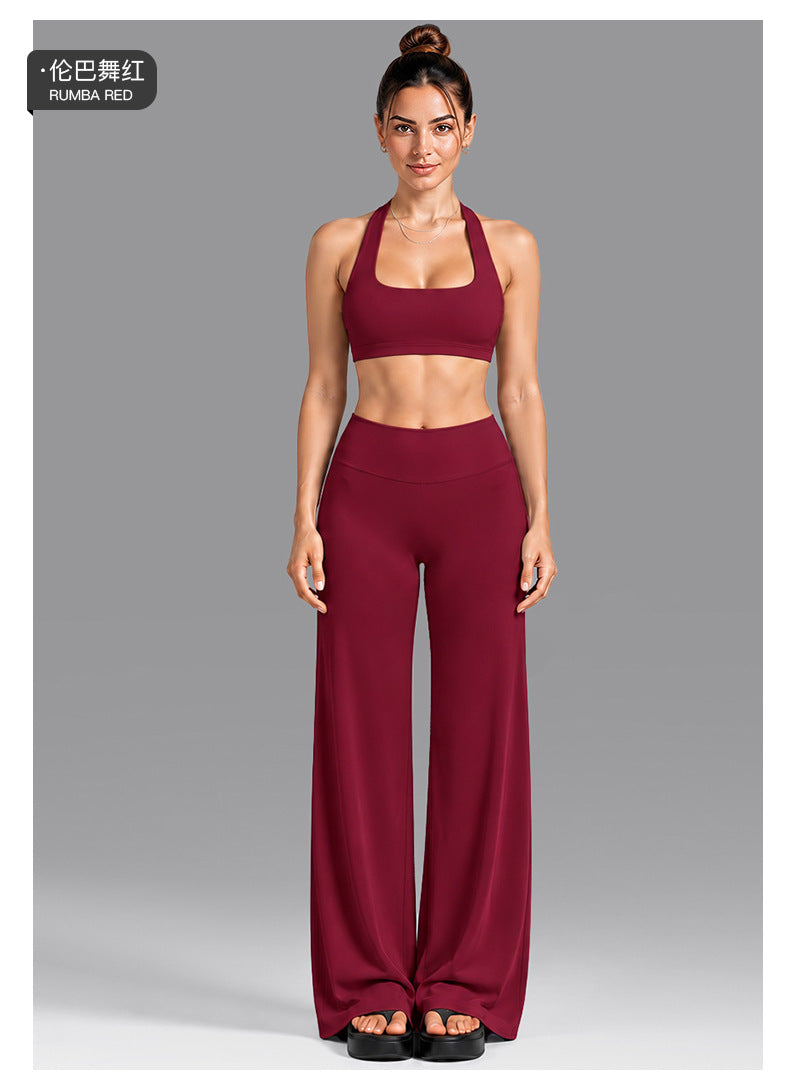 Wholesale Women’s Summer Activewear Set | Built-In Cup Halter Bra & Open-Back Pilates Outfit | fouregg