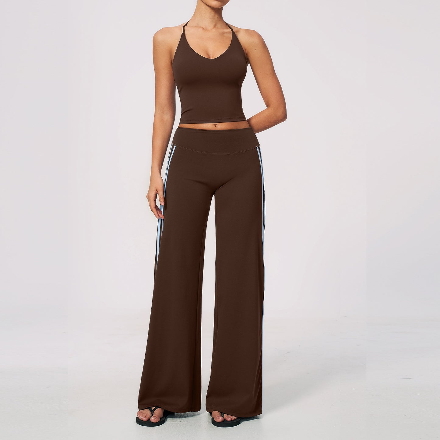 Custom Private Label 3588 V-Neck Strappy Back Yoga Set | Wholesale | fouregg