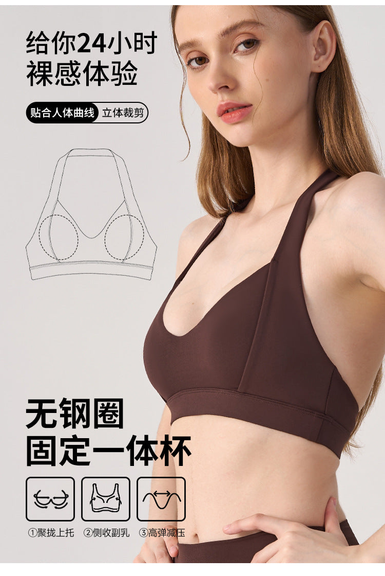 Wholesale Women’s Open-Back Sports Bra | Shockproof Supportive Yoga & Running Crop Top | fouregg
