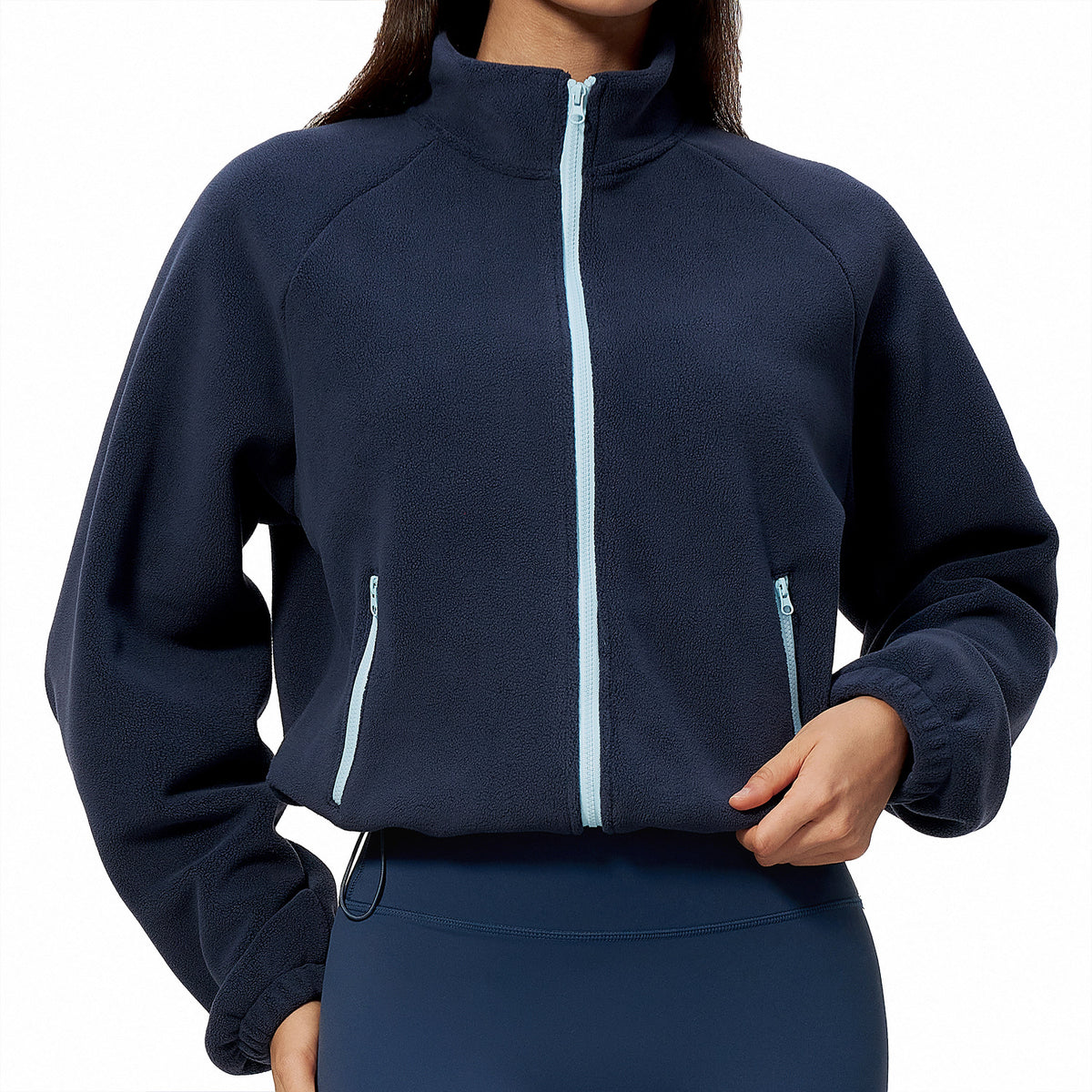 Wholesale Women’s Casual Activewear Jacket 5585 | Relaxed-Fit Warm Cropped Zip-Up | fouregg