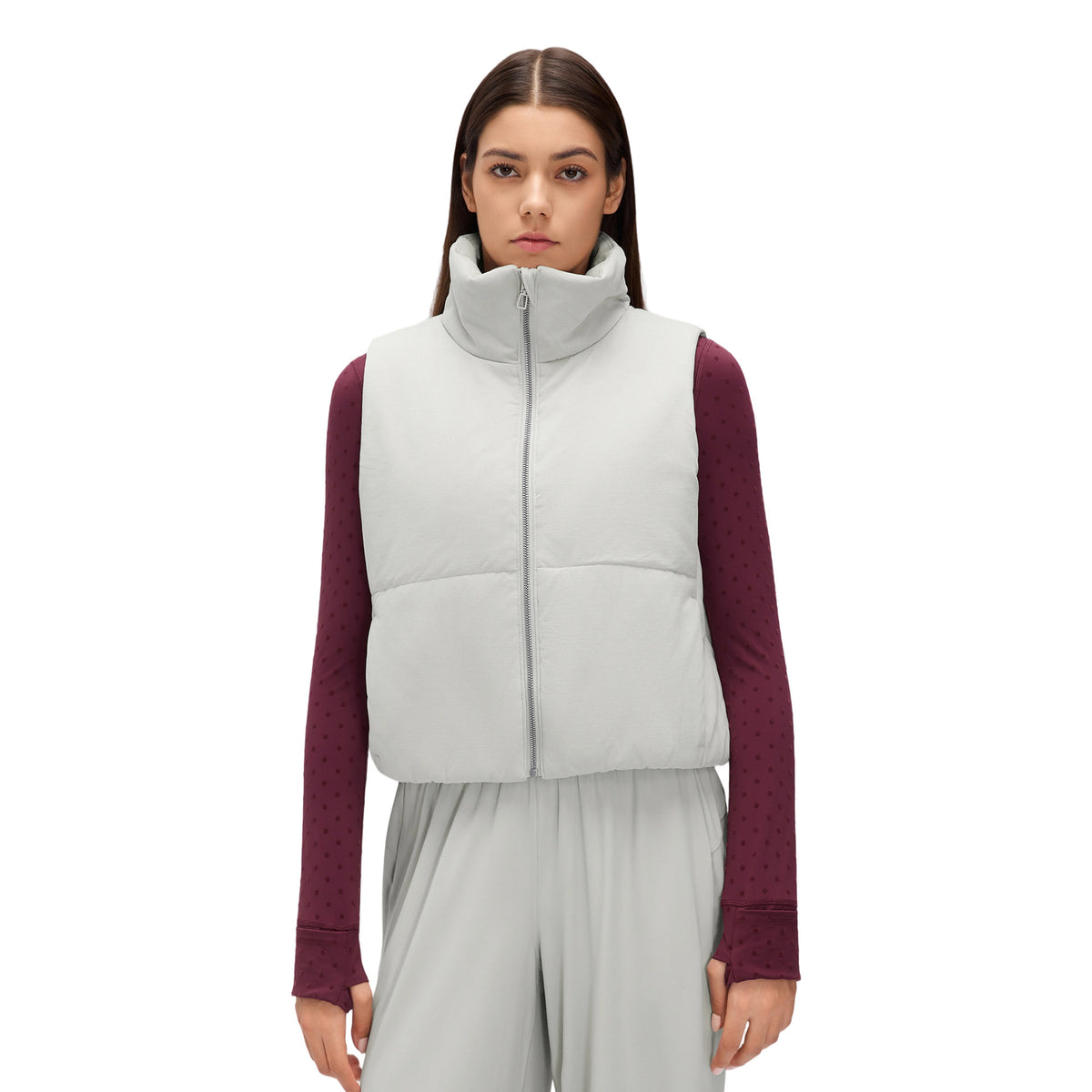 Wholesale Women’s Winter Padded Vest D26113 | Relaxed-Fit Minimalist Sleeveless Jacket | fouregg