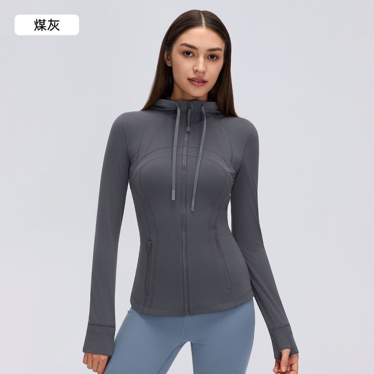 Wholesale Women’s Pilates Sports Jacket D26162 | Slimming Long-Sleeve Fitness & Yoga Outerwear | fouregg - Charcoal Gray