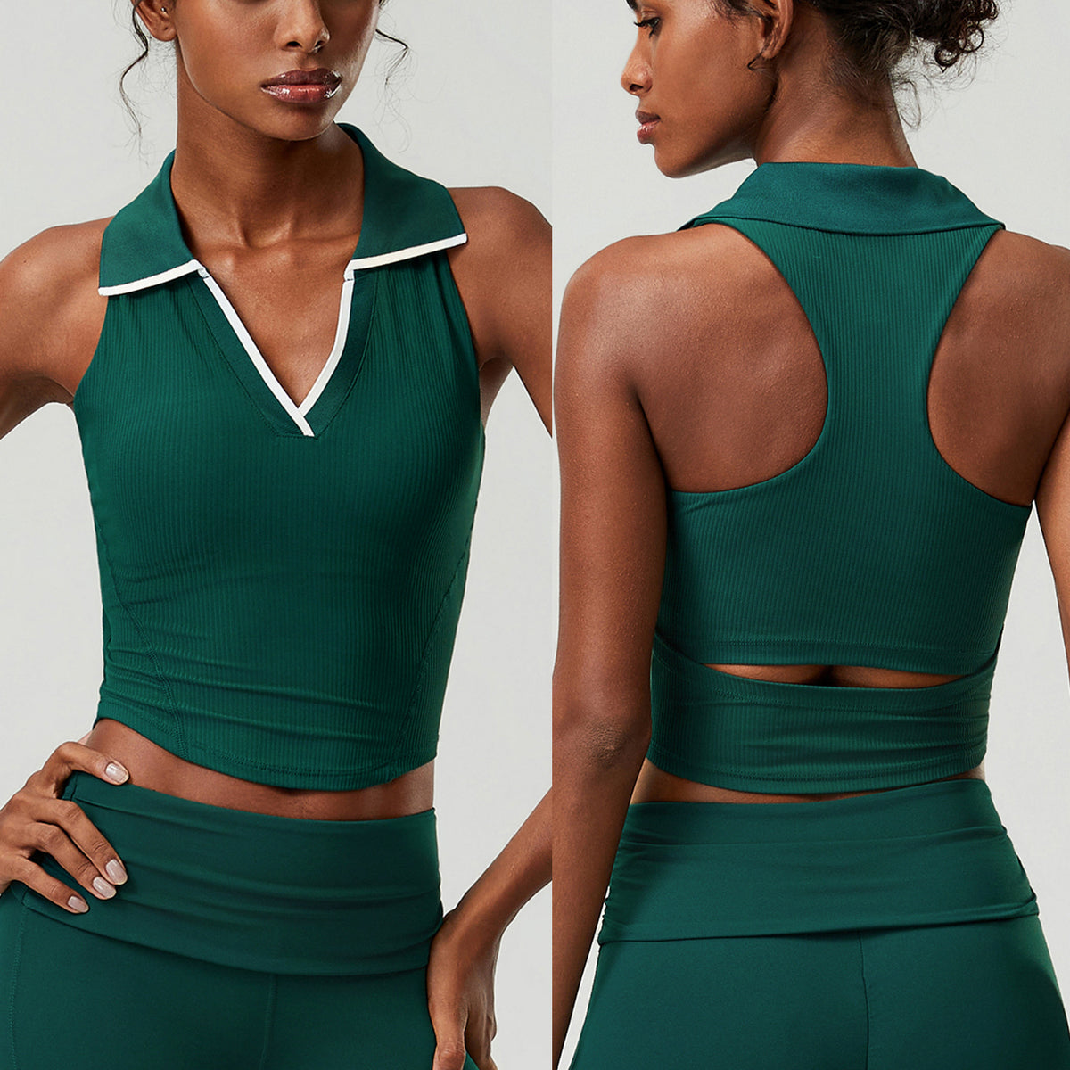 Wholesale Plus Size Women’s Sports Top | Bulk V-Neck Tennis & Badminton Activewear | fouregg - Vintage Green