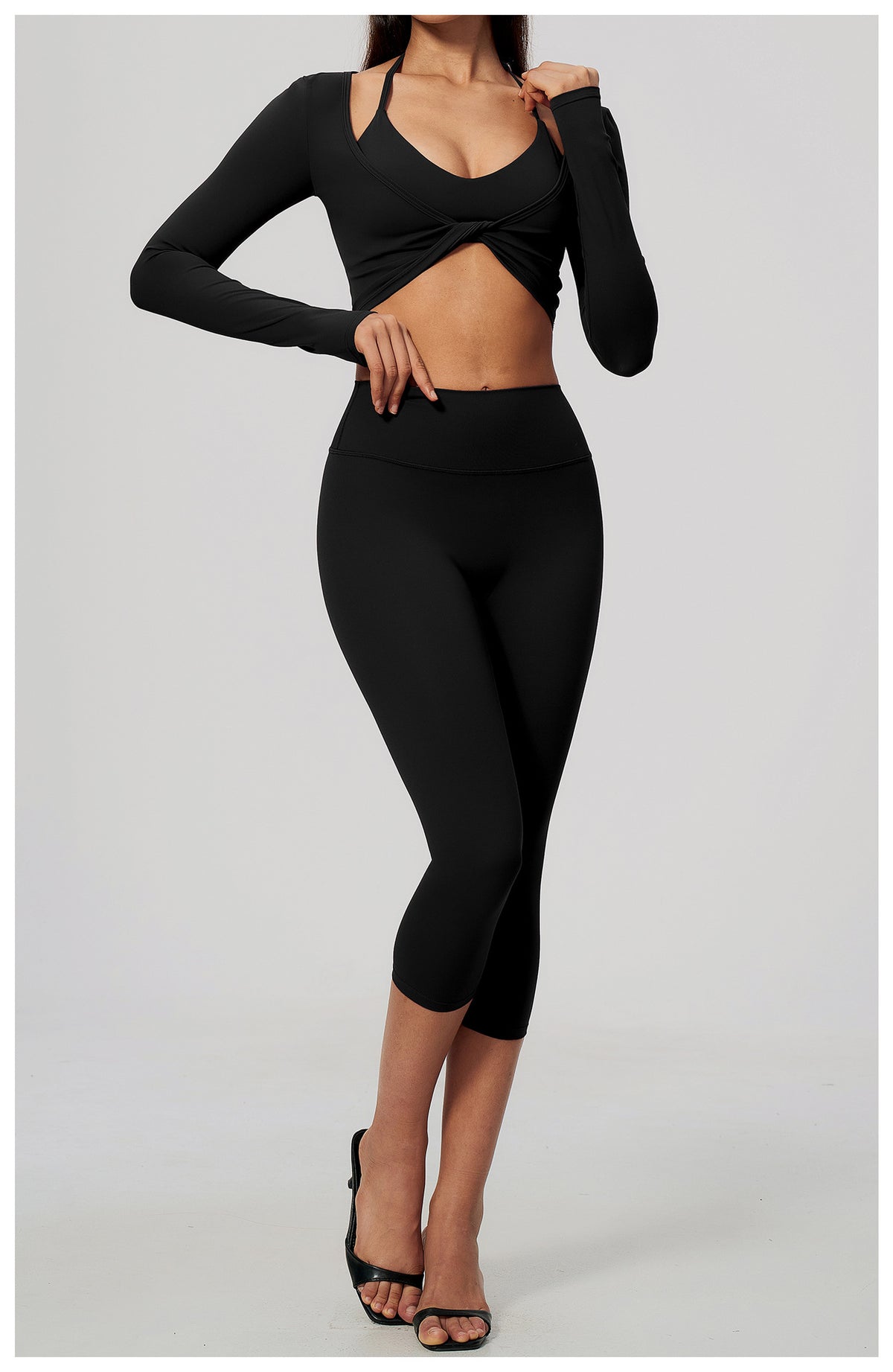 Wholesale Brushed Activewear Set 5529 | Tummy-Control, Butt-Lifting Yoga & Running Outfit | fouregg