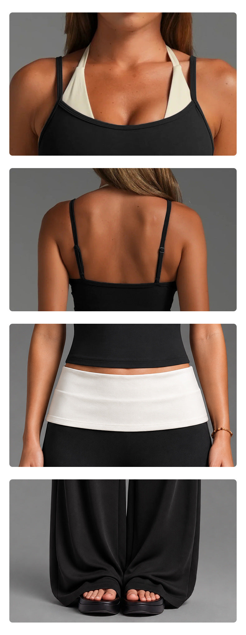 Wholesale Women’s Activewear Set | Halter Sports Top & Color-Block High-Waisted Yoga Pants | fouregg