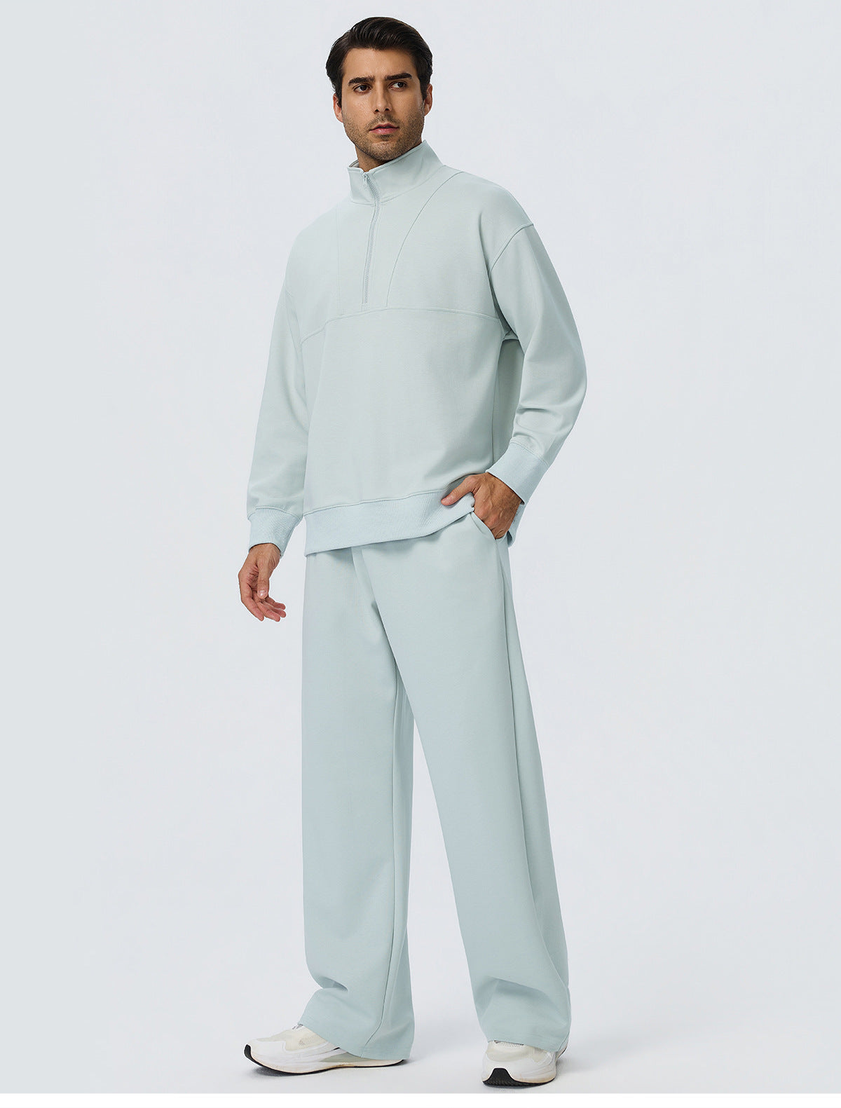 Wholesale Men’s Half-Zip Sports Pullover | Bulk Relaxed-Fit Thermal Workout Top 61531 | fouregg