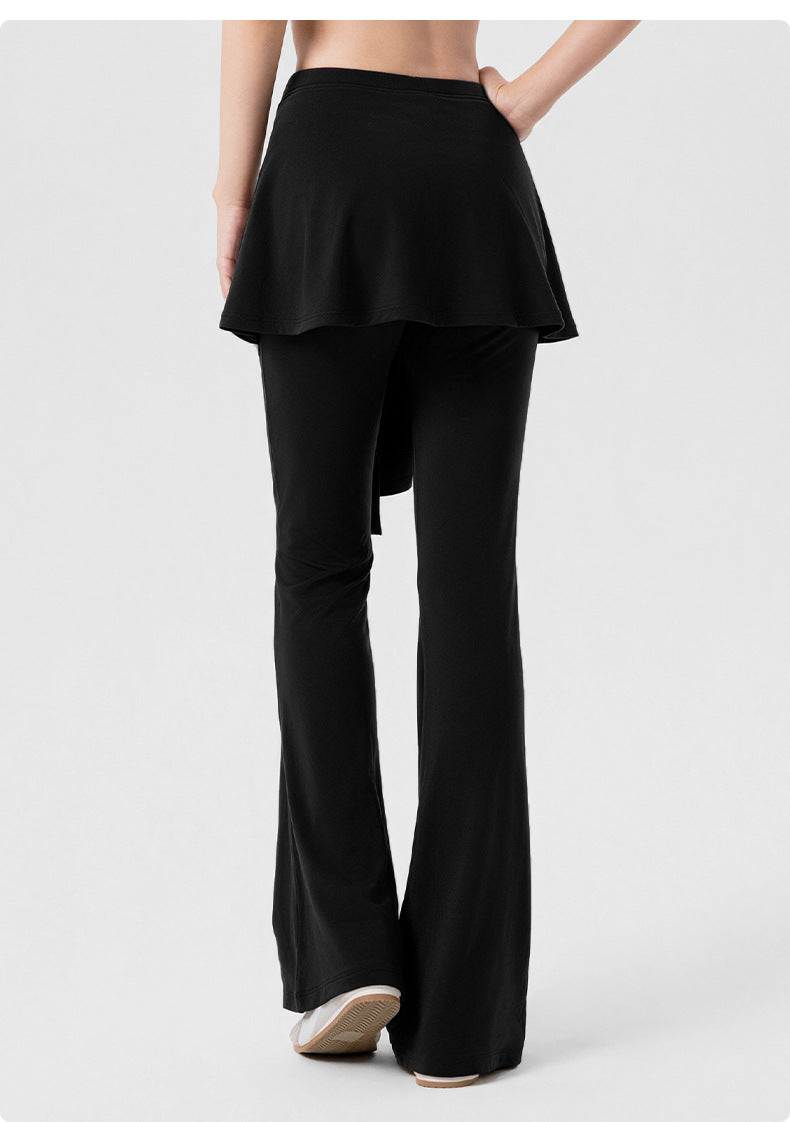 Wholesale Women’s Pilates Flare Leggings | Slimming Draped Wide-Leg Workout Pants | fouregg