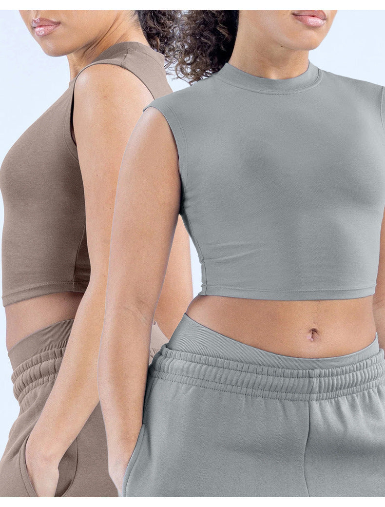 Wholesale Women’s Activewear Top | Quick-Dry Wide-Shoulder Crop Tank for Pilates & Training | fouregg