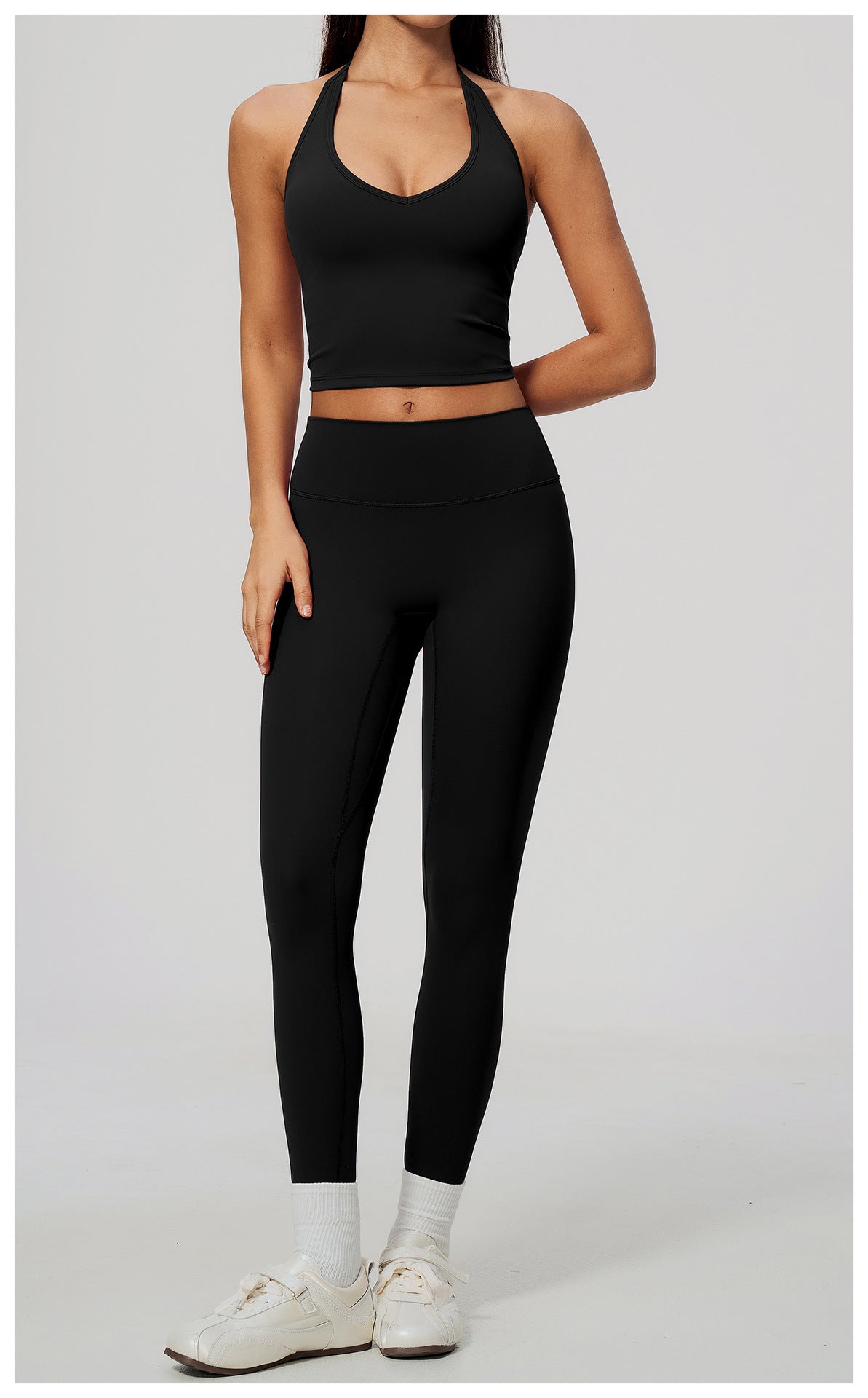 Wholesale Women’s Quick-Dry Activewear Set 5529 | Halter Tank & Sculpting Yoga Pants | fouregg