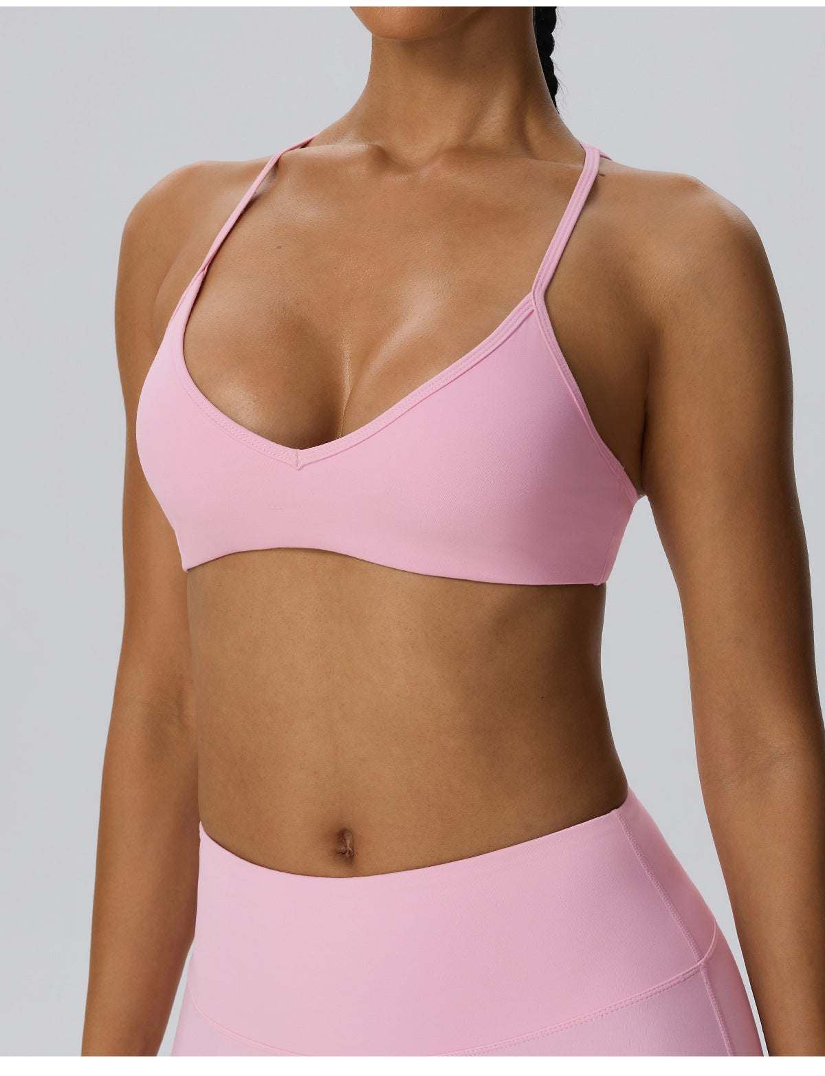 Wholesale Women’s Double-Brushed Sports Bra | Bulk V-Neck Halter Fitness & Yoga Wear 62767 | fouregg