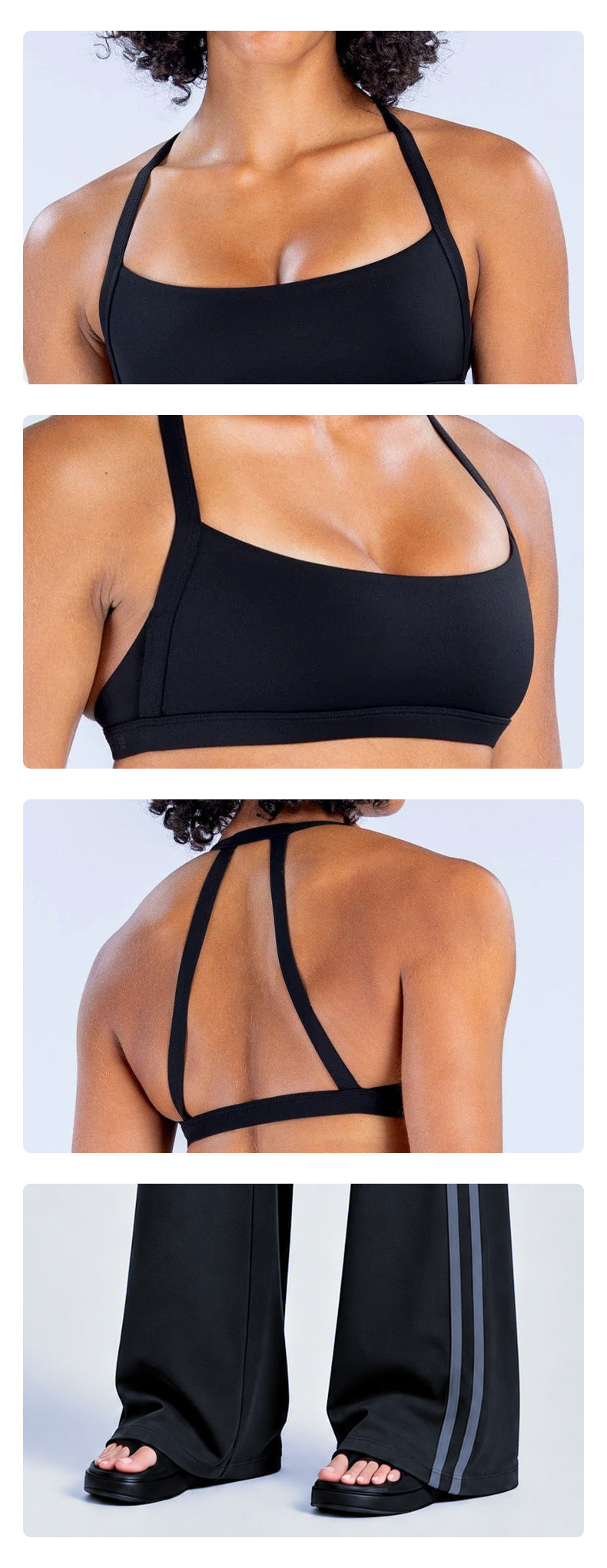 Wholesale Women’s Quick-Dry Yoga Set | Backless Halter Sports Top & Relaxed Straight-Leg Trousers | fouregg