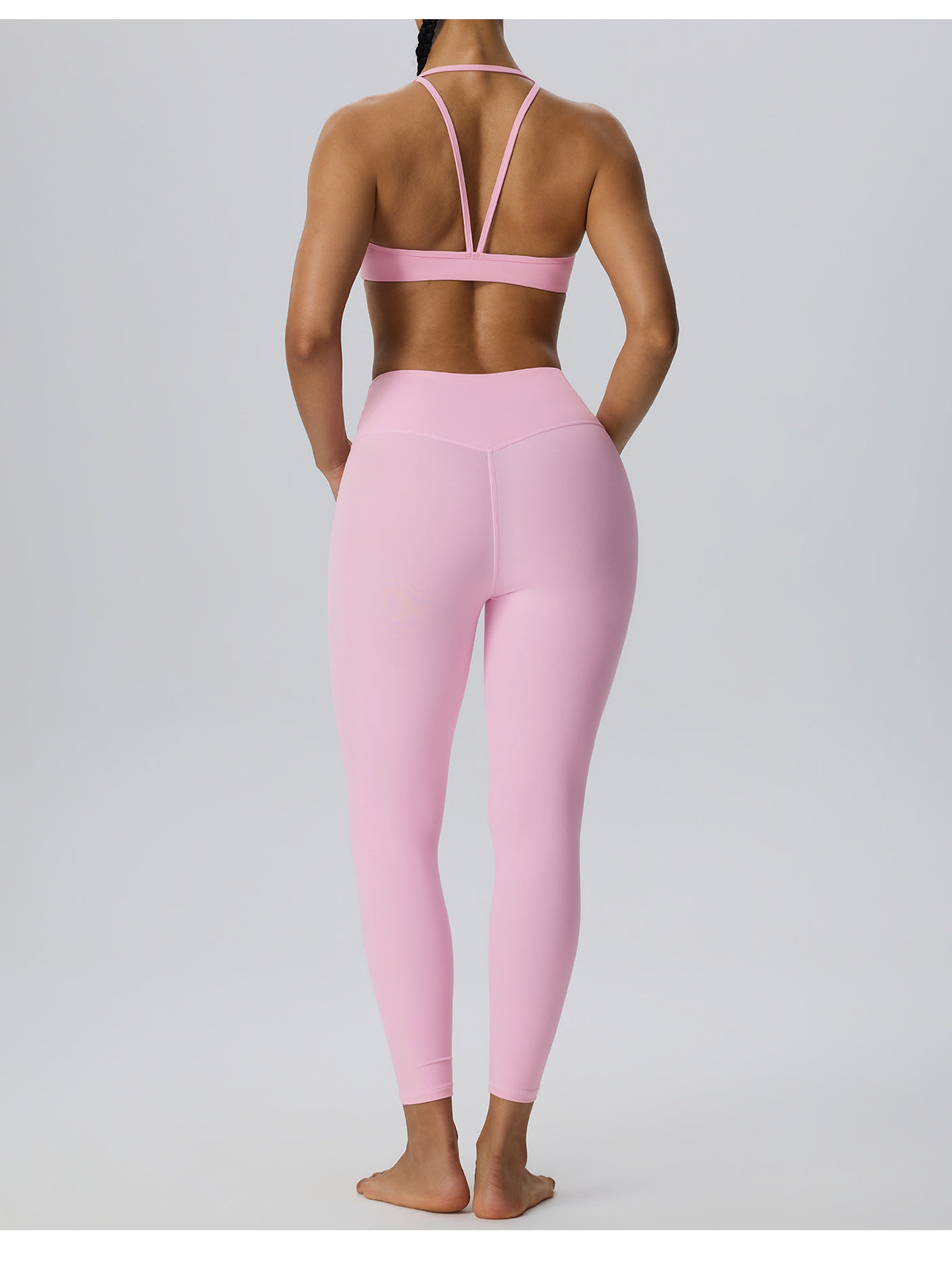 Wholesale Women’s Double-Brushed Yoga Set | Bulk Sculpting Sports Bra & High-Waist Leggings | fouregg
