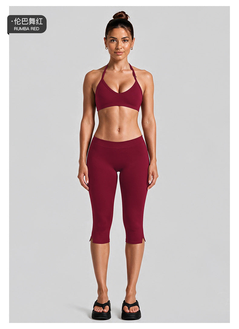 Wholesale Women’s Quick-Dry Activewear Set | Backless Halter Top & Mid-Length Workout Pants | fouregg