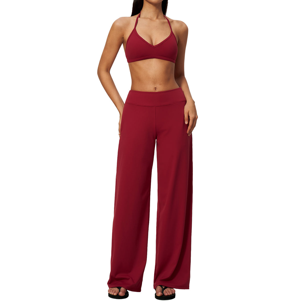 Wholesale Women’s Brushed Activewear Set | Halter Low-Rise Workout Wear 5555 | fouregg